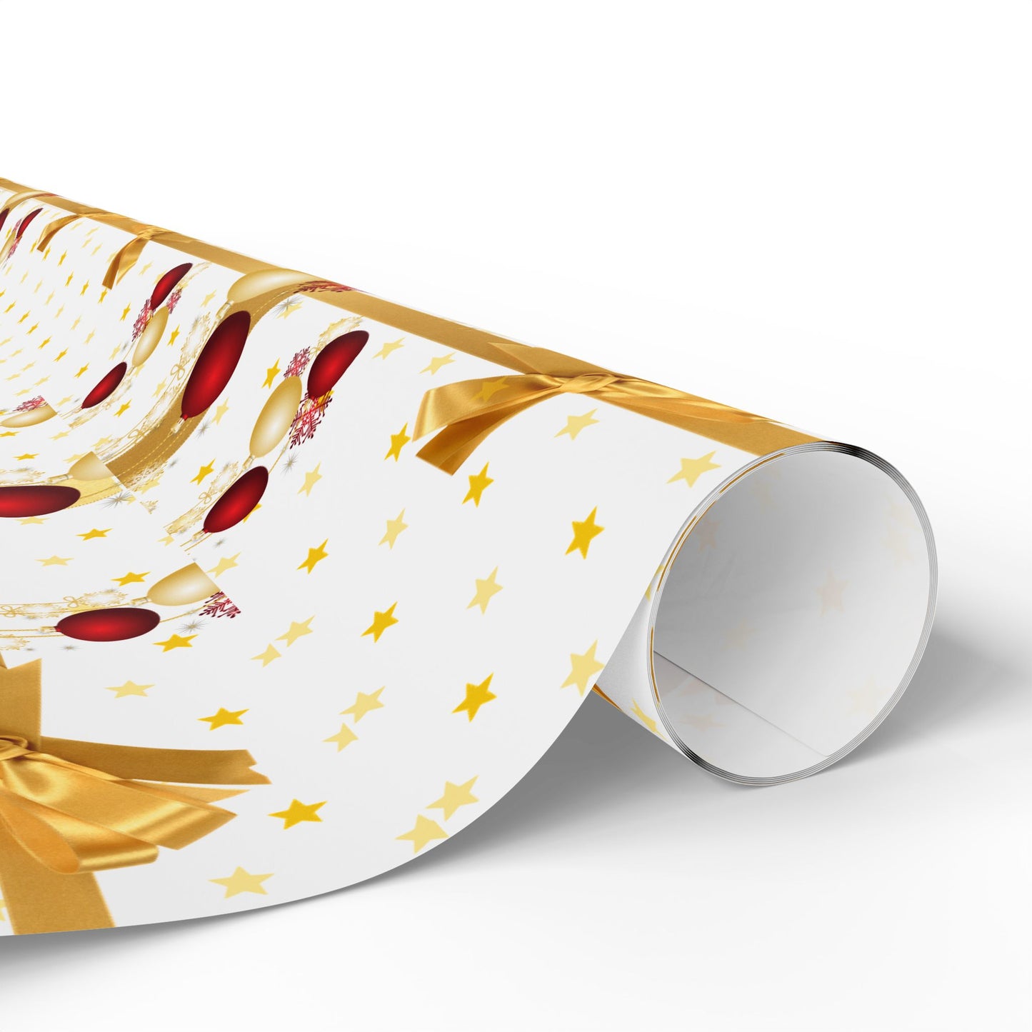 Festive Wrapping Paper Roll, Gold and Red Xmas Gift Wrap, Holiday Decor, Christmas Present Wrapping, Party Supplies, Elegant Gift Wrap