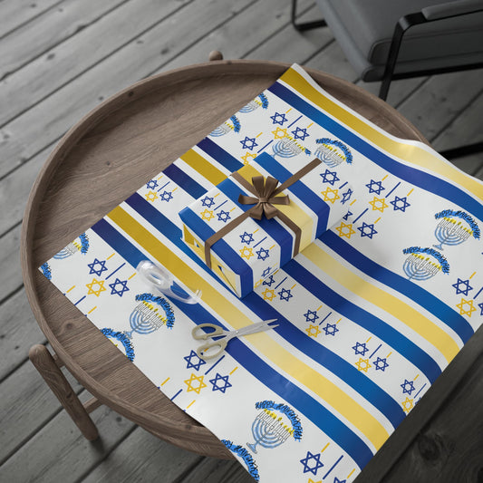 Hanukkah Wrapping Papers, Festive Gift Wrap for Jewish Celebrations, Menorah and Star of David Design, Holiday Gift Wrap, Eco-Friendly Paper