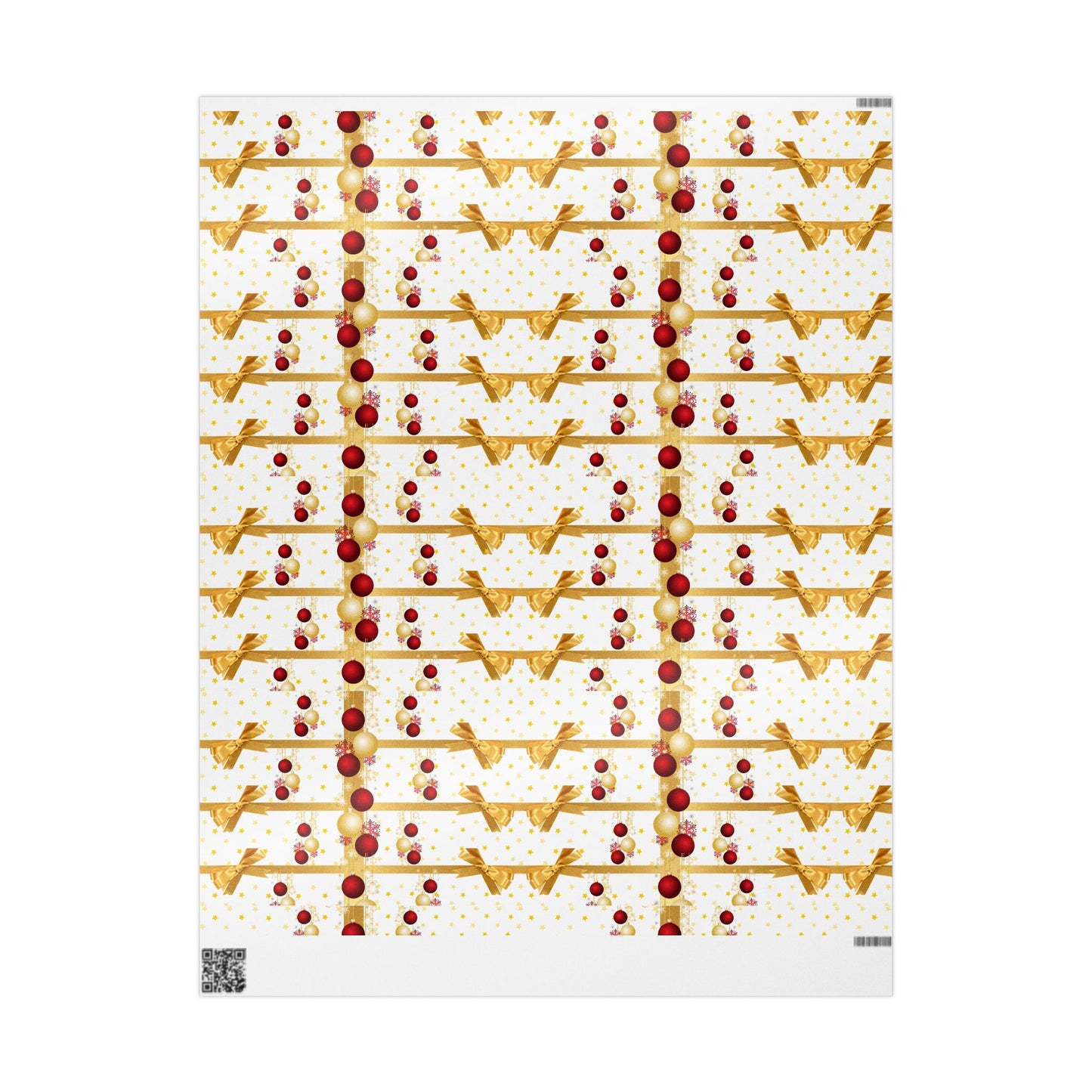 Festive Wrapping Paper Roll, Gold and Red Xmas Gift Wrap, Holiday Decor, Christmas Present Wrapping, Party Supplies, Elegant Gift Wrap