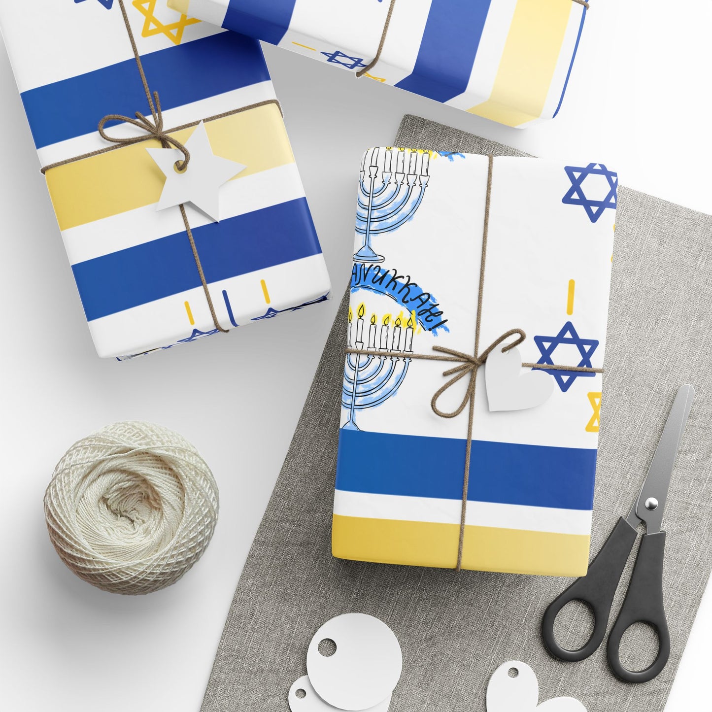 Hanukkah Wrapping Papers, Festive Gift Wrap for Jewish Celebrations, Menorah and Star of David Design, Holiday Gift Wrap, Eco-Friendly Paper