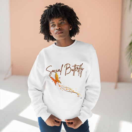 Social Butterfly Crewneck Sweatshirt | Cozy Fall Fashion, Gift for Friends, Casual Wear, Butterfly Design, Unisex Style