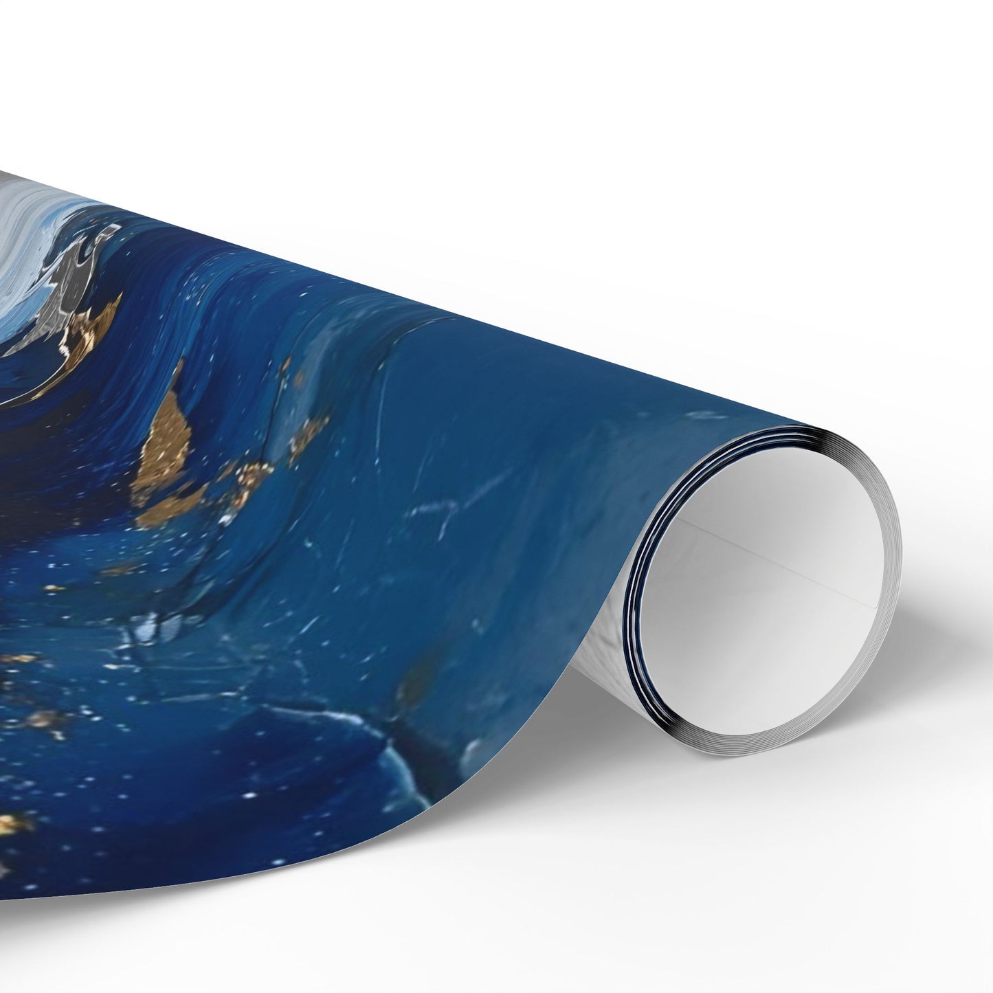 Elegant Abstract Wrapping Paper, Gift Wrap, Party Decor, Blue and Gold Design, Holiday Gift Giving, Eco-Friendly Wrapping