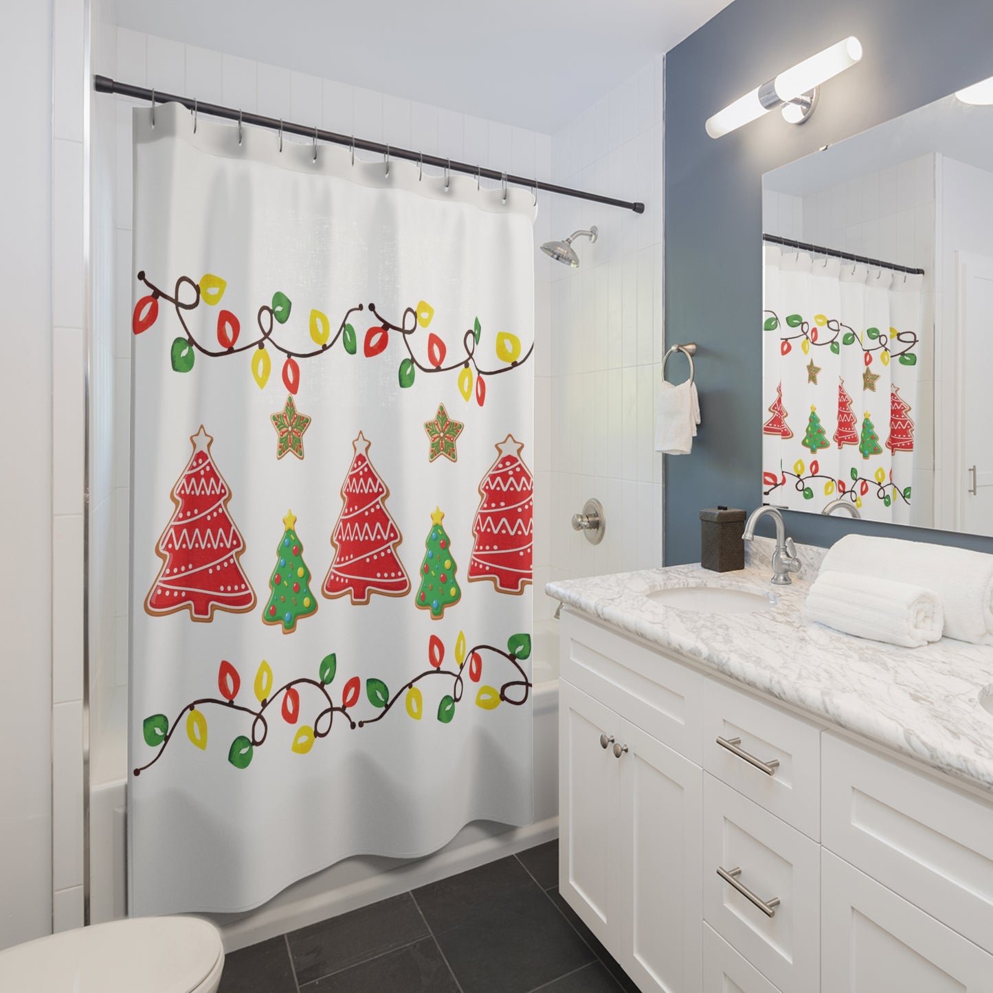 Festive Holiday Shower Curtains, Christmas Decor, Winter Wonderland Bathroom, Holiday Season Gifts, Home Decor