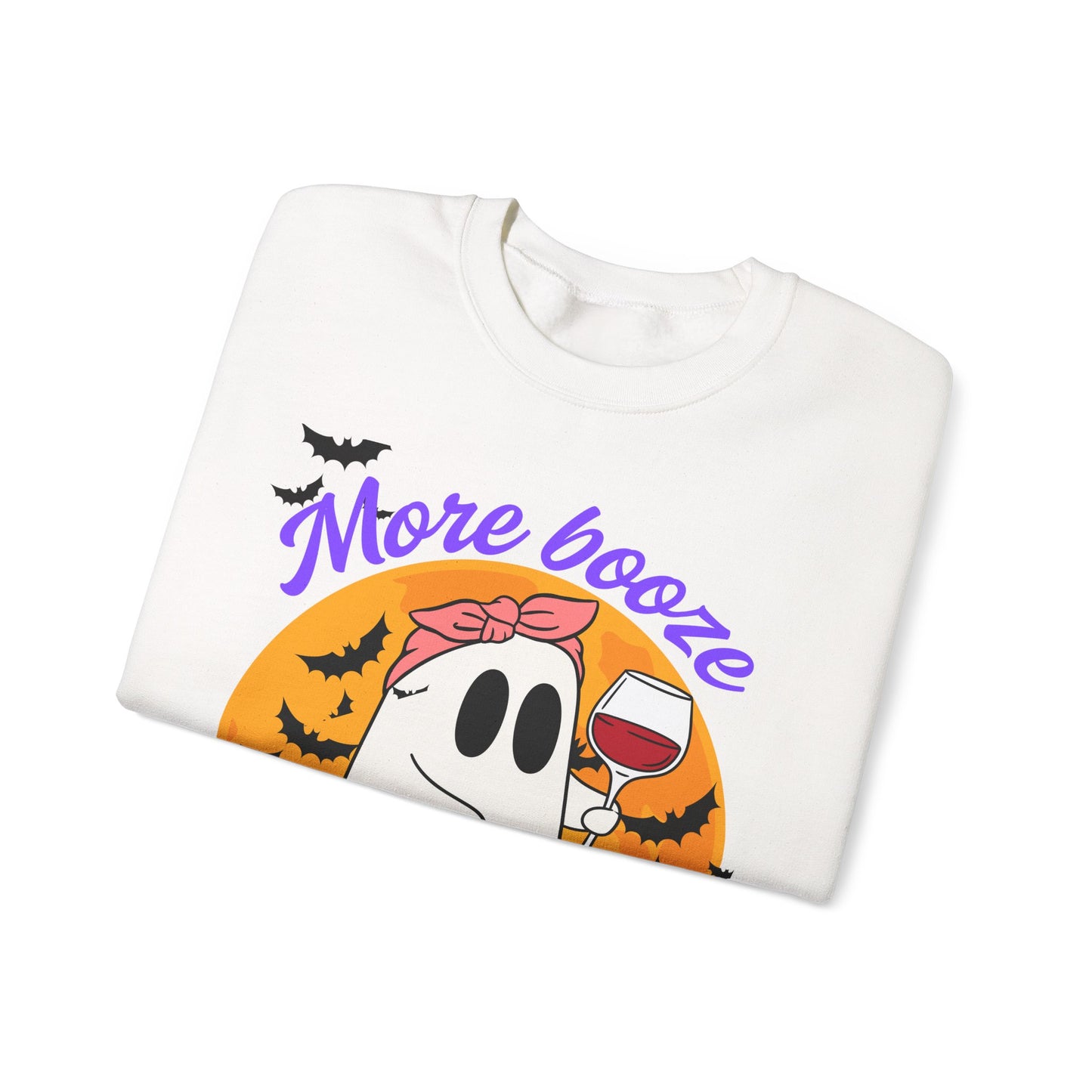 Ghostly Booze Crewneck Sweatshirt | Fun Halloween Apparel, Cozy Unisex Sweater, Fall Fashion, Cute Gift Idea
