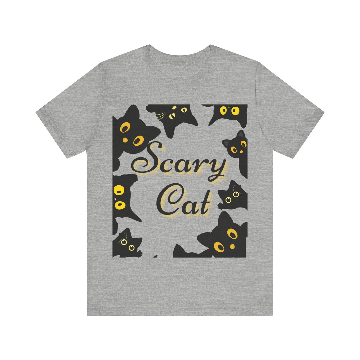 Scary Cat Halloween Tee, Unisex Short Sleeve Shirt, Cute Cat Graphic Tee, Spooky Animal Shirt, Perfect for Halloween Parties