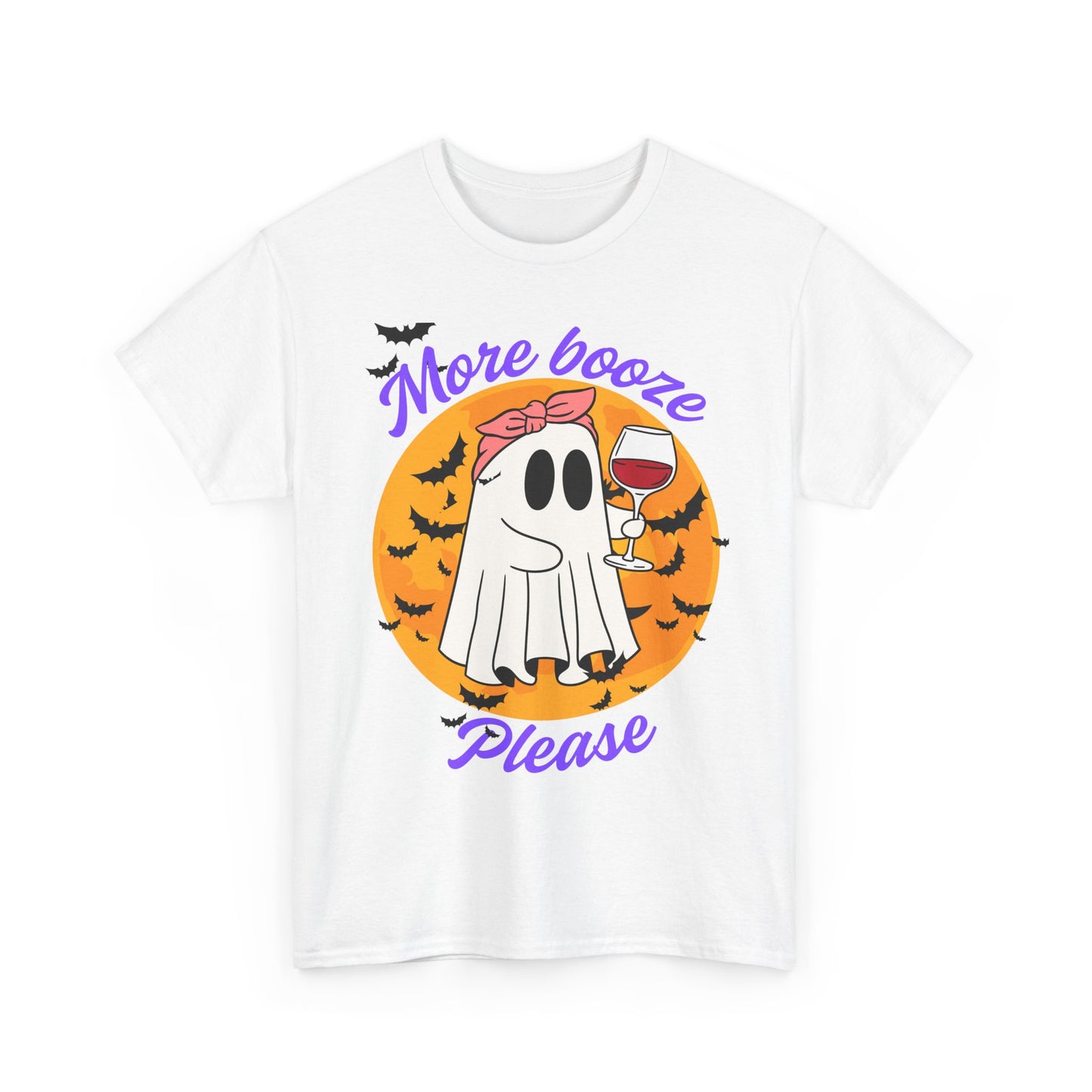 Spooky Ghost Party Tee - More Booze Please, Halloween Shirt, Unisex Graphic Tee, Fun Halloween Apparel, Ghost Lover Gift