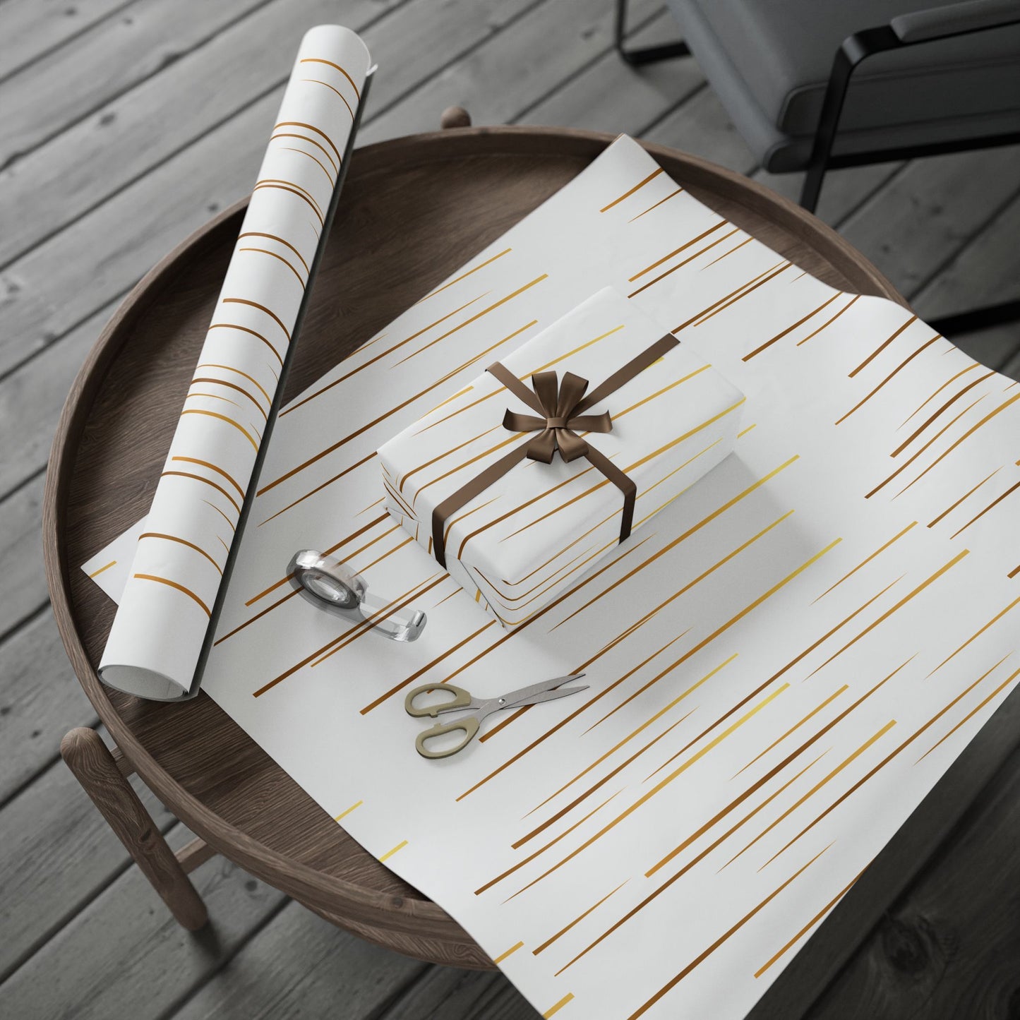 Elegant Gold Stripe Wrapping Paper | Gift Wrap for Holidays, Special Occasions, Christmas, Birthdays, Weddings, Perfect for Any Celebration