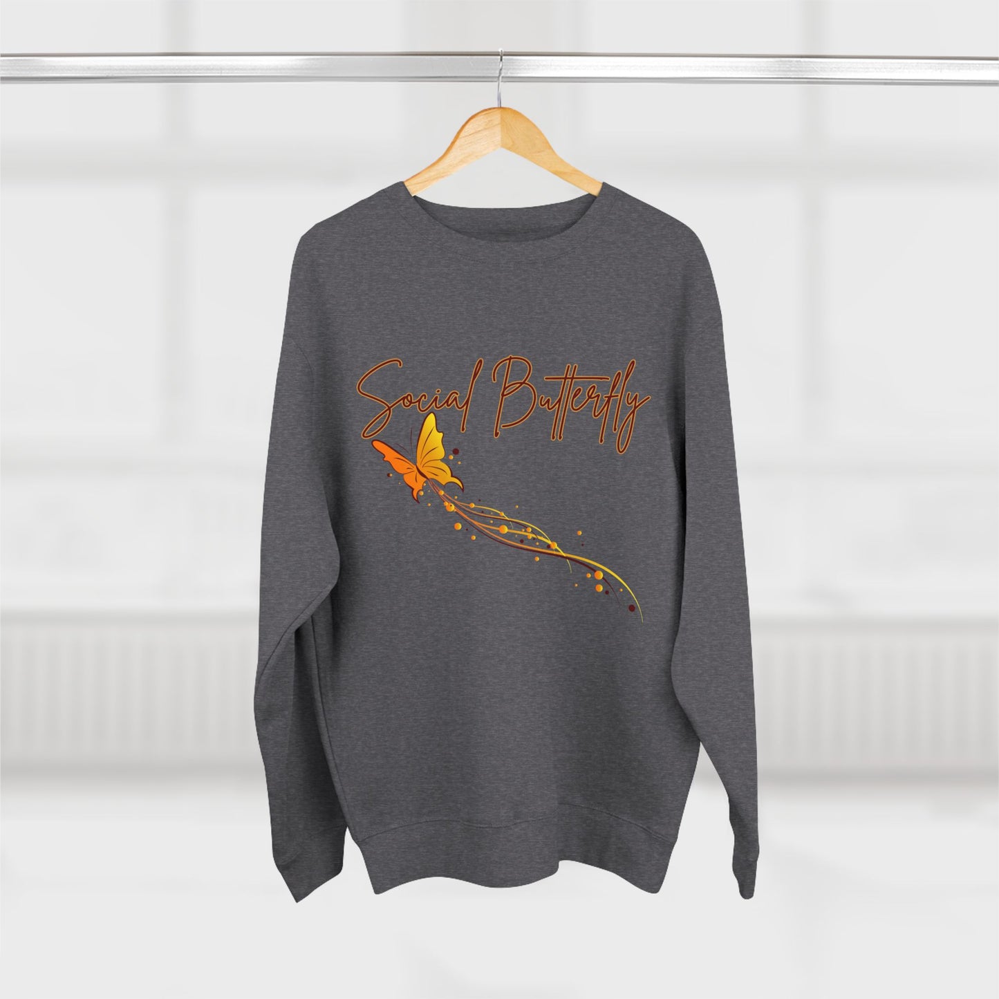 Social Butterfly Crewneck Sweatshirt | Cozy Fall Fashion, Gift for Friends, Casual Wear, Butterfly Design, Unisex Style