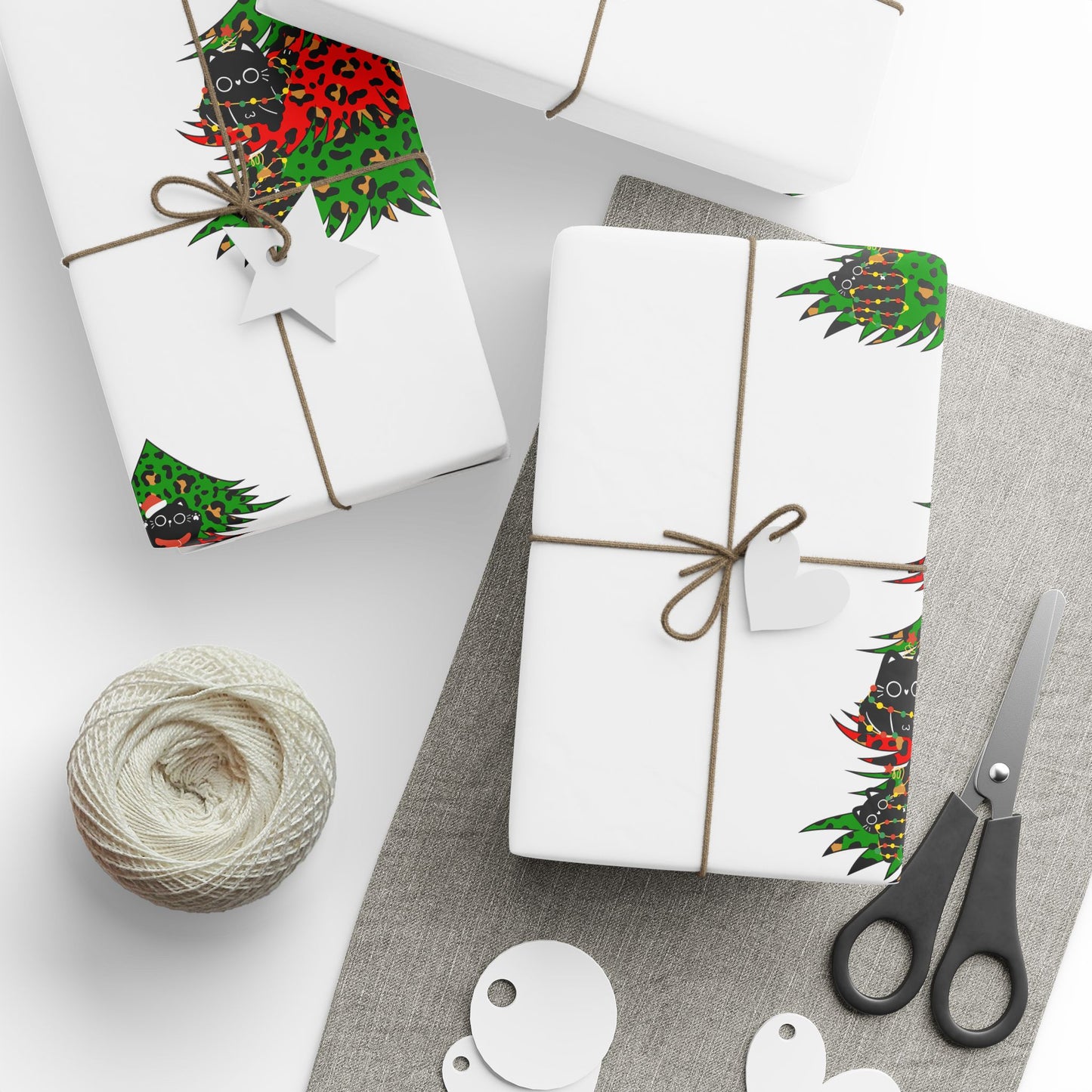 Festive Wrapping Paper - Holiday Gift Wrap, Christmas Packaging, Eco-Friendly Wrap, Party Decorations, Cat Lovers Gifts