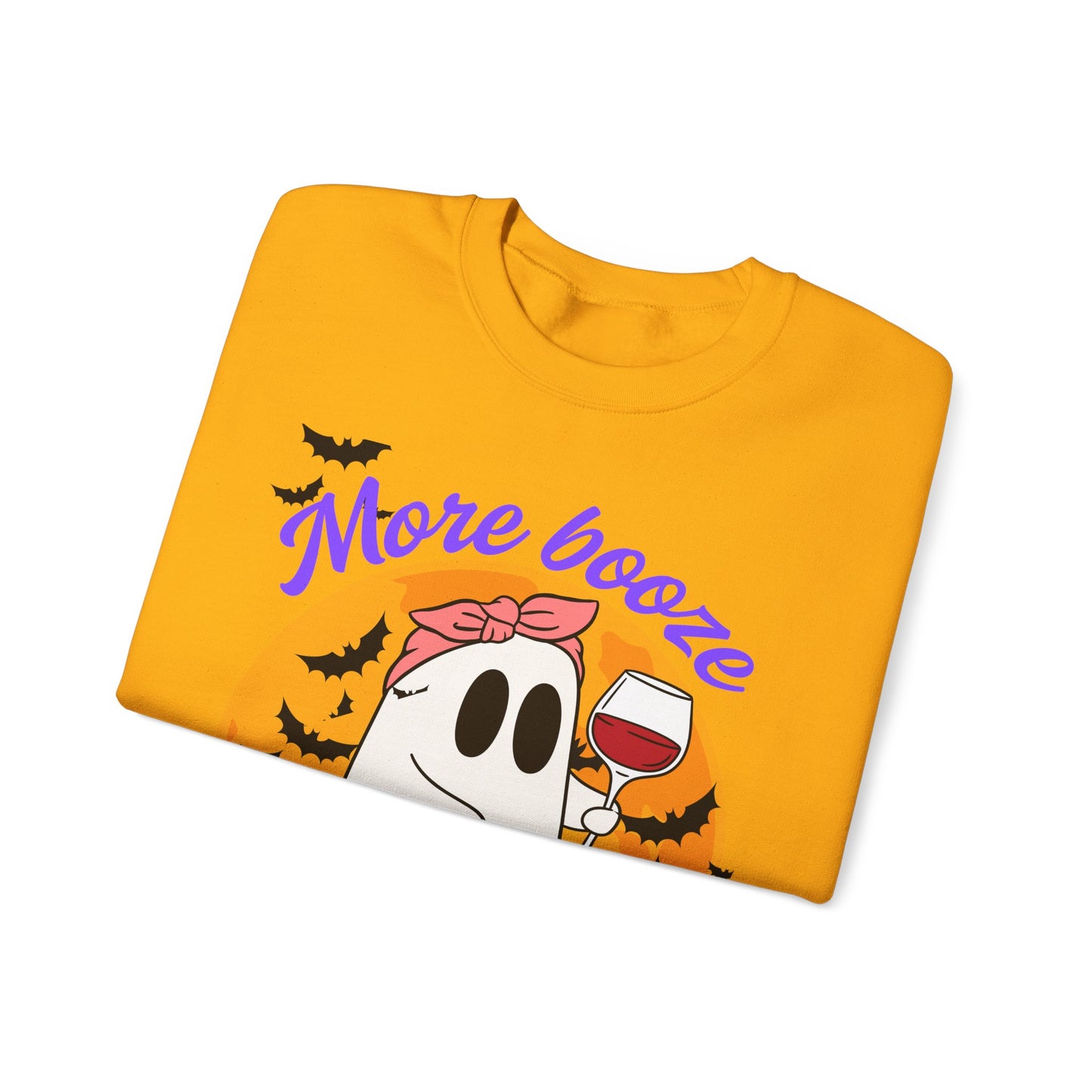 Ghostly Booze Crewneck Sweatshirt | Fun Halloween Apparel, Cozy Unisex Sweater, Fall Fashion, Cute Gift Idea