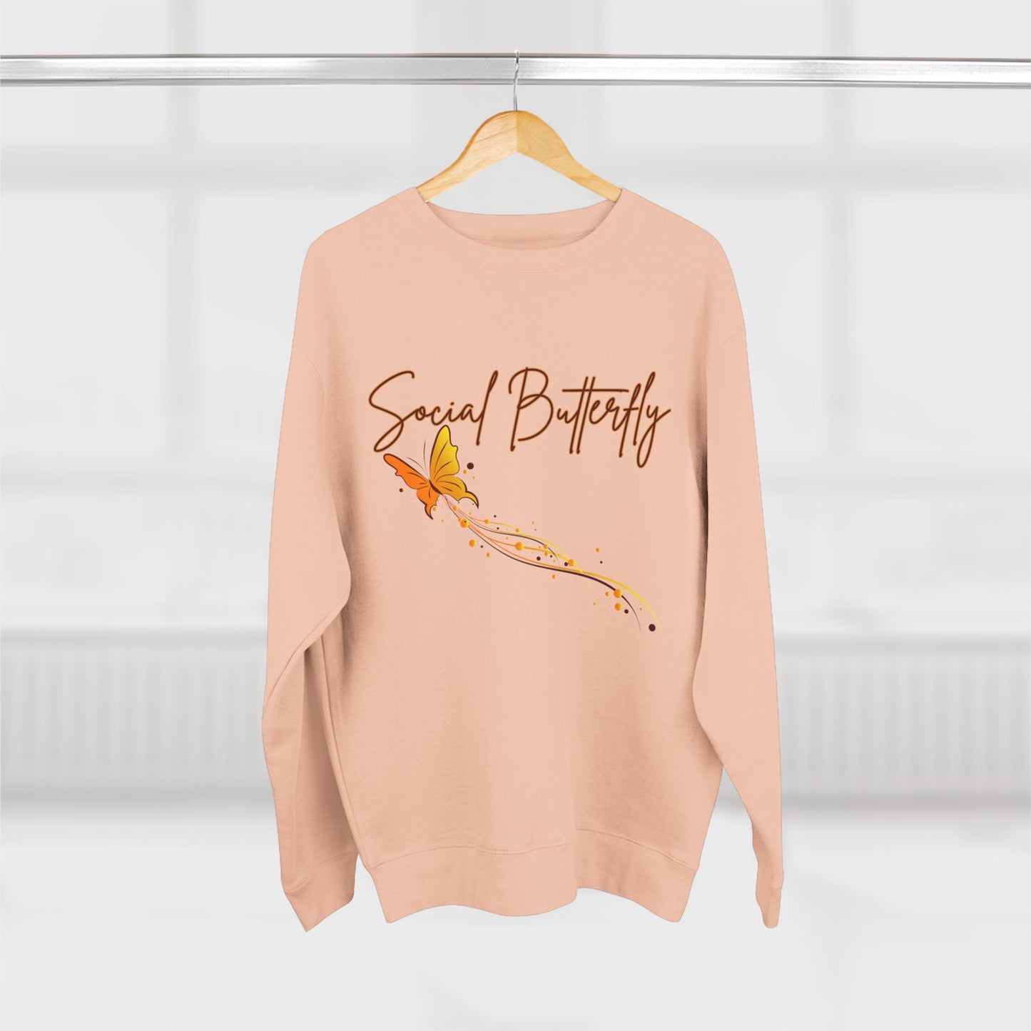 Social Butterfly Crewneck Sweatshirt | Cozy Fall Fashion, Gift for Friends, Casual Wear, Butterfly Design, Unisex Style