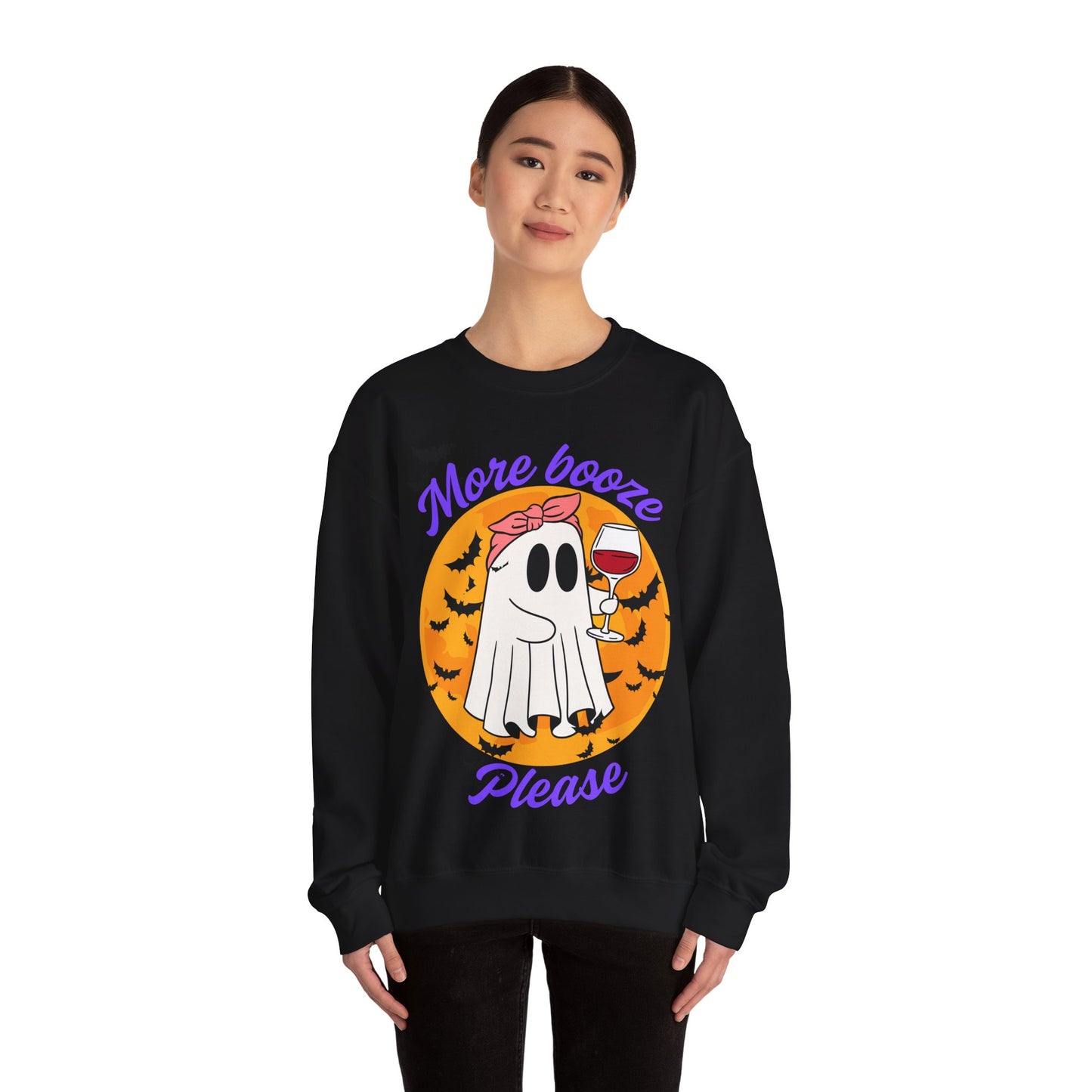 Ghostly Booze Crewneck Sweatshirt | Fun Halloween Apparel, Cozy Unisex Sweater, Fall Fashion, Cute Gift Idea