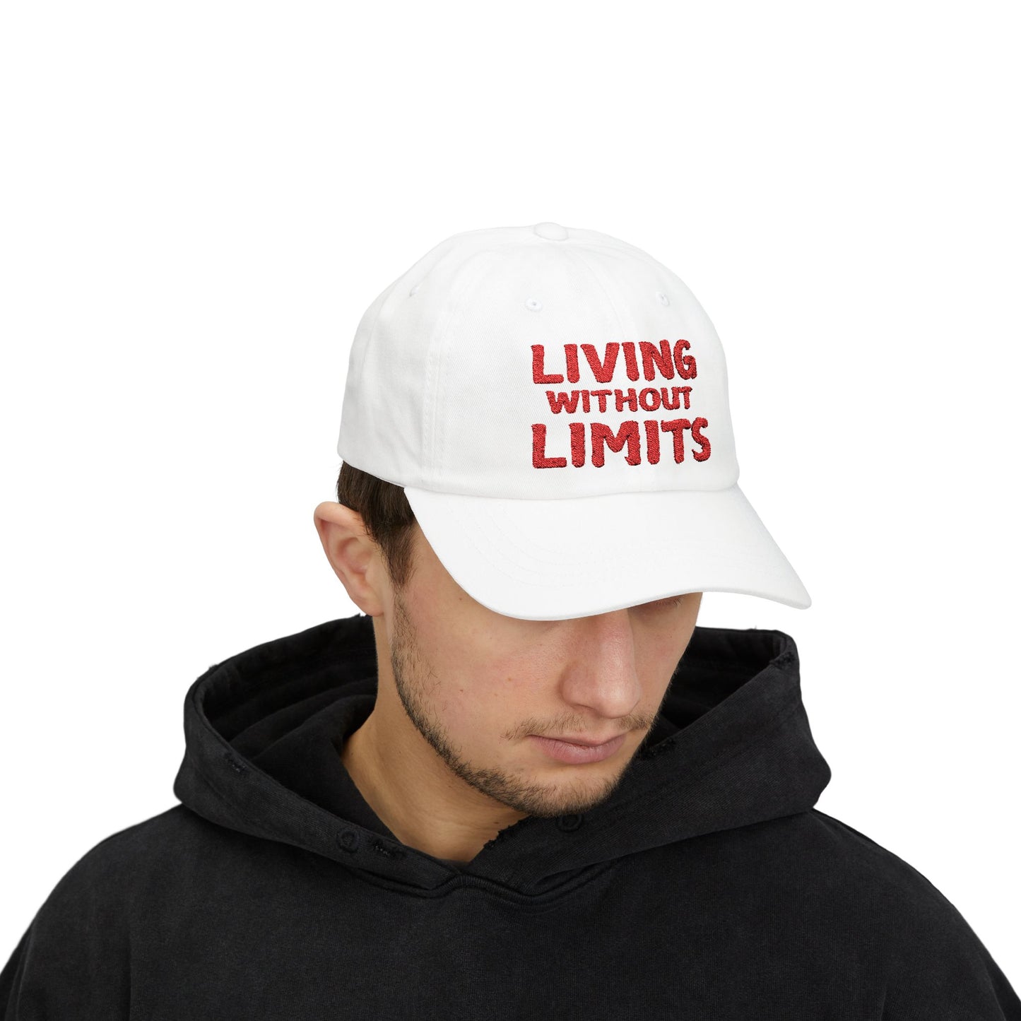 Living Without Limits Classic Dad Cap - Inspirational White Hat for Everyday Wear