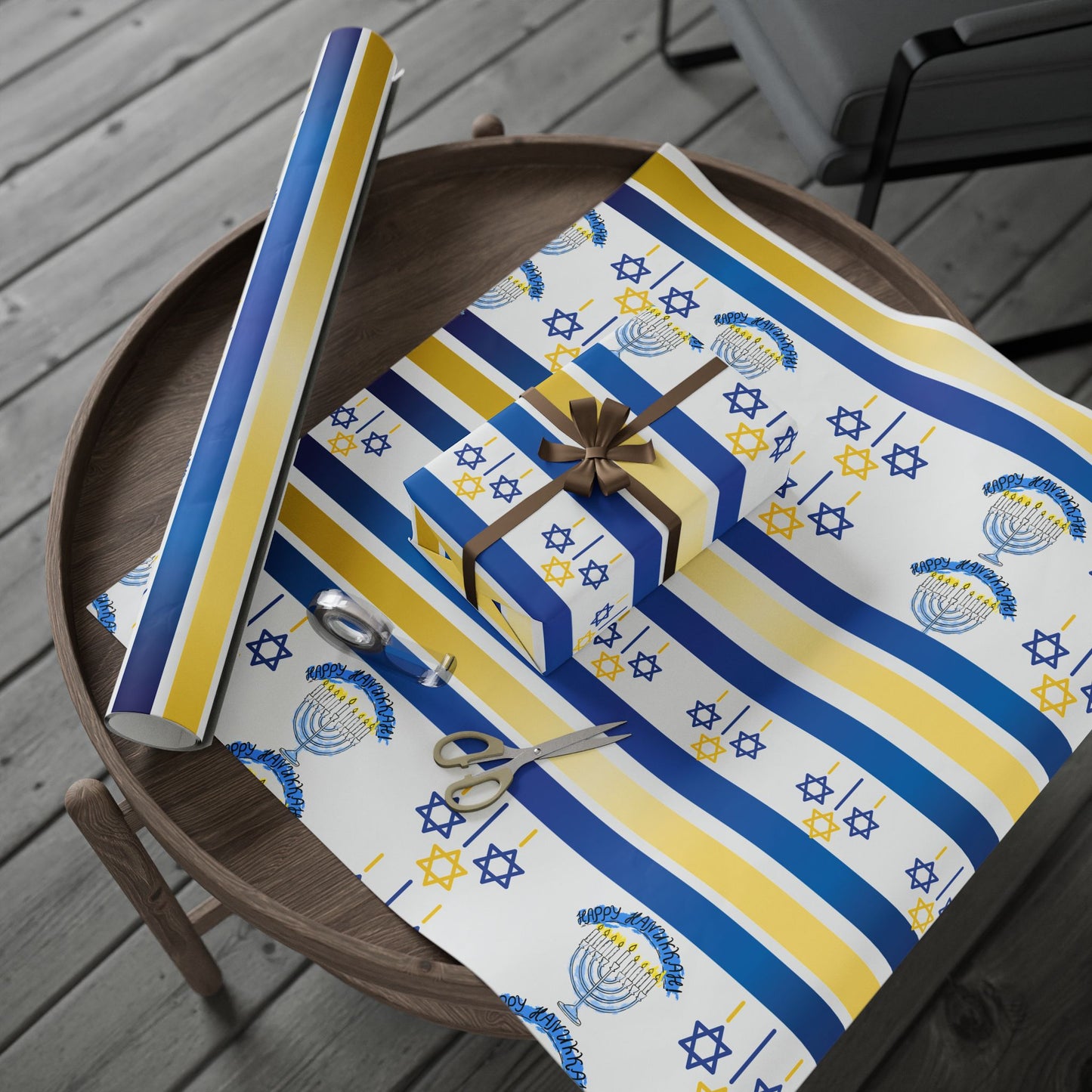 Hanukkah Wrapping Papers, Festive Gift Wrap for Jewish Celebrations, Menorah and Star of David Design, Holiday Gift Wrap, Eco-Friendly Paper