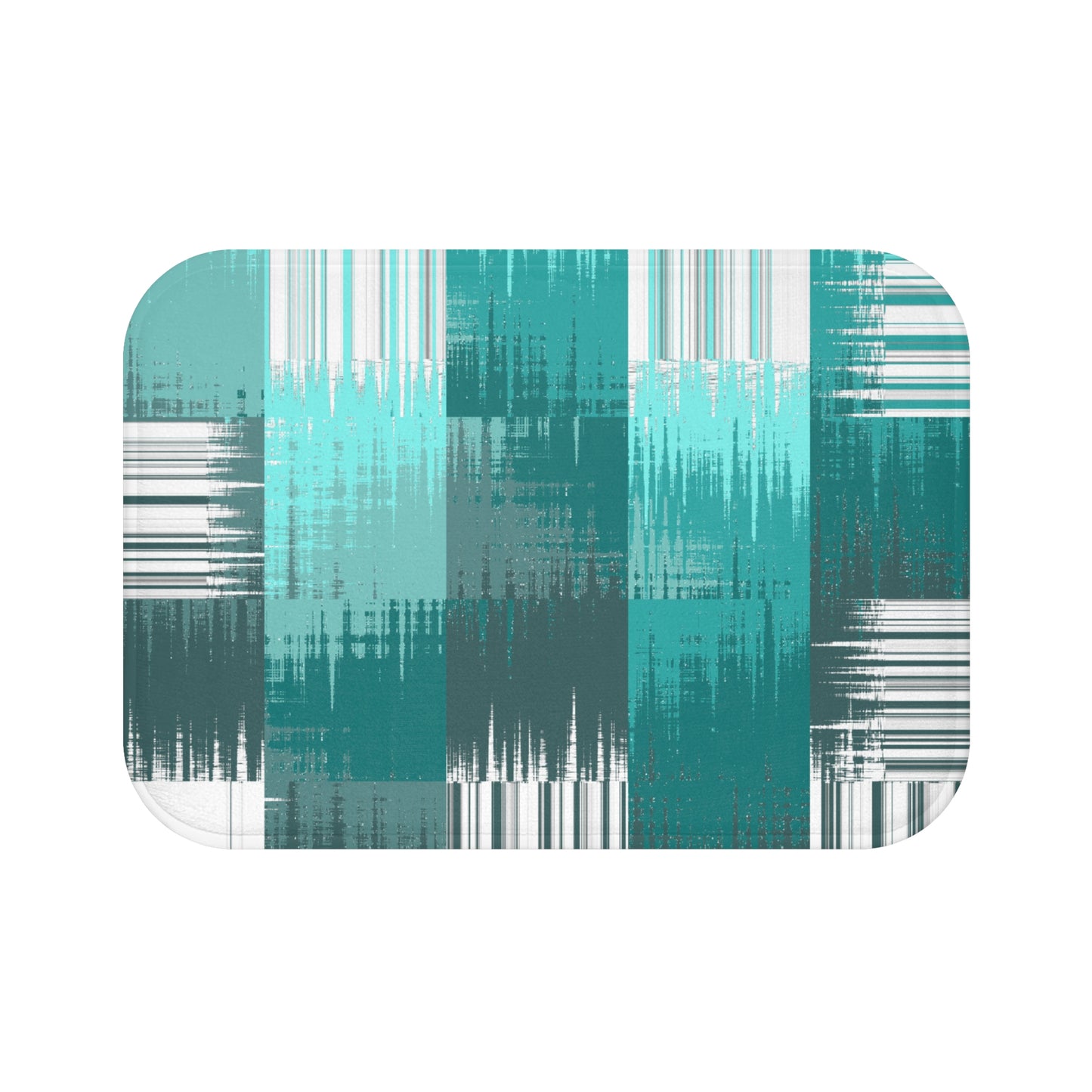 Modern Geometric Bath Mat, Abstract Aqua and Gray Bath Rug, Stylish Bathroom Accessory, Home Decor, Gift Idea