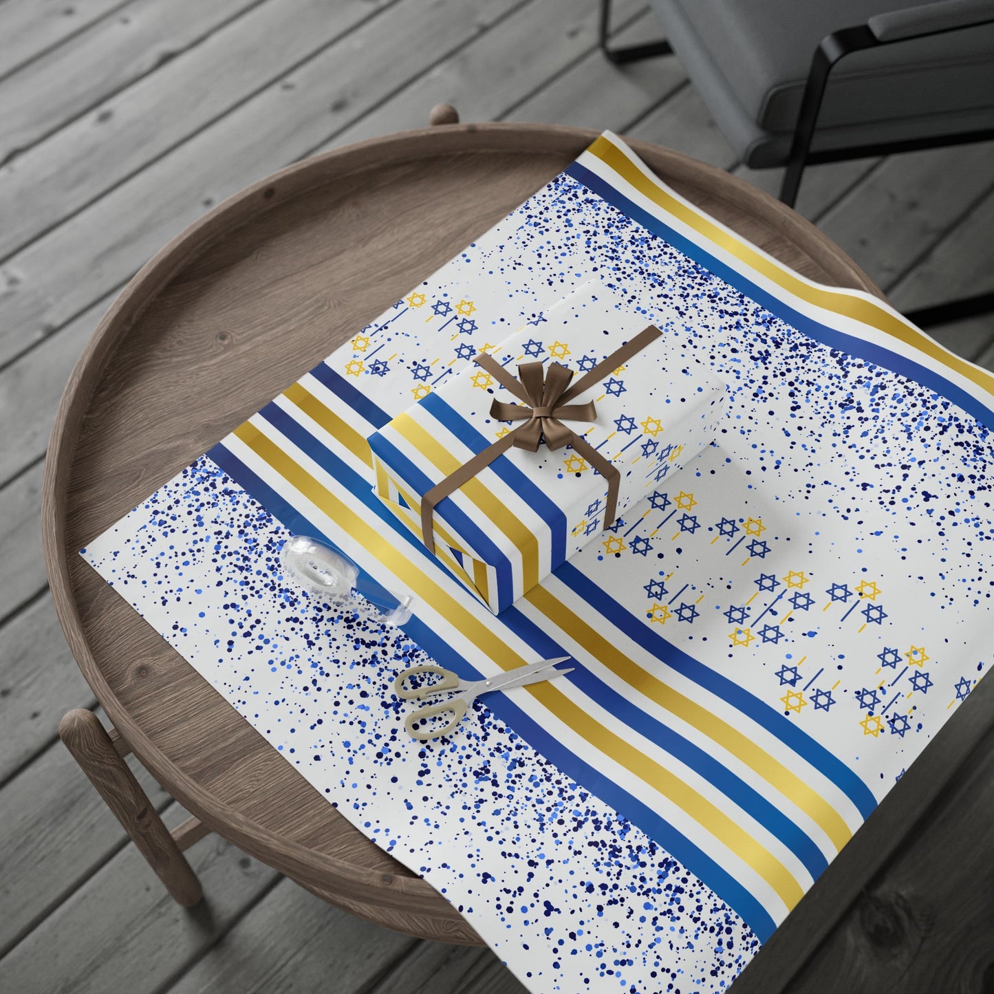 Elegant Floral Wrapping Paper, Gift Wrap for Weddings, Birthdays, Holidays, Blue and Gold Designs, Ideal for Special Occasions