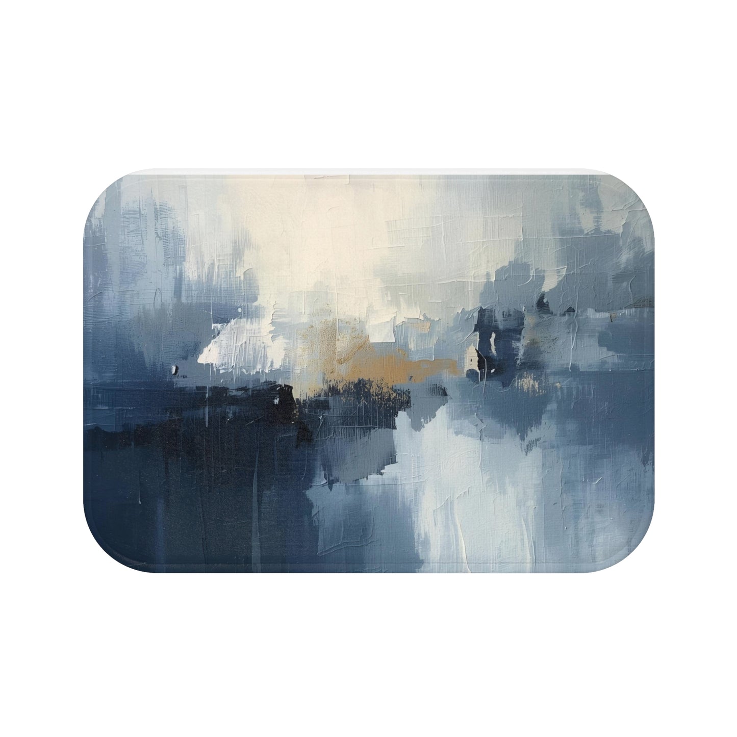 Elegant Blue Abstract Bath Mat, Modern Home Decor, Spa Gift, Bathroom Accessory, Art Print Rug