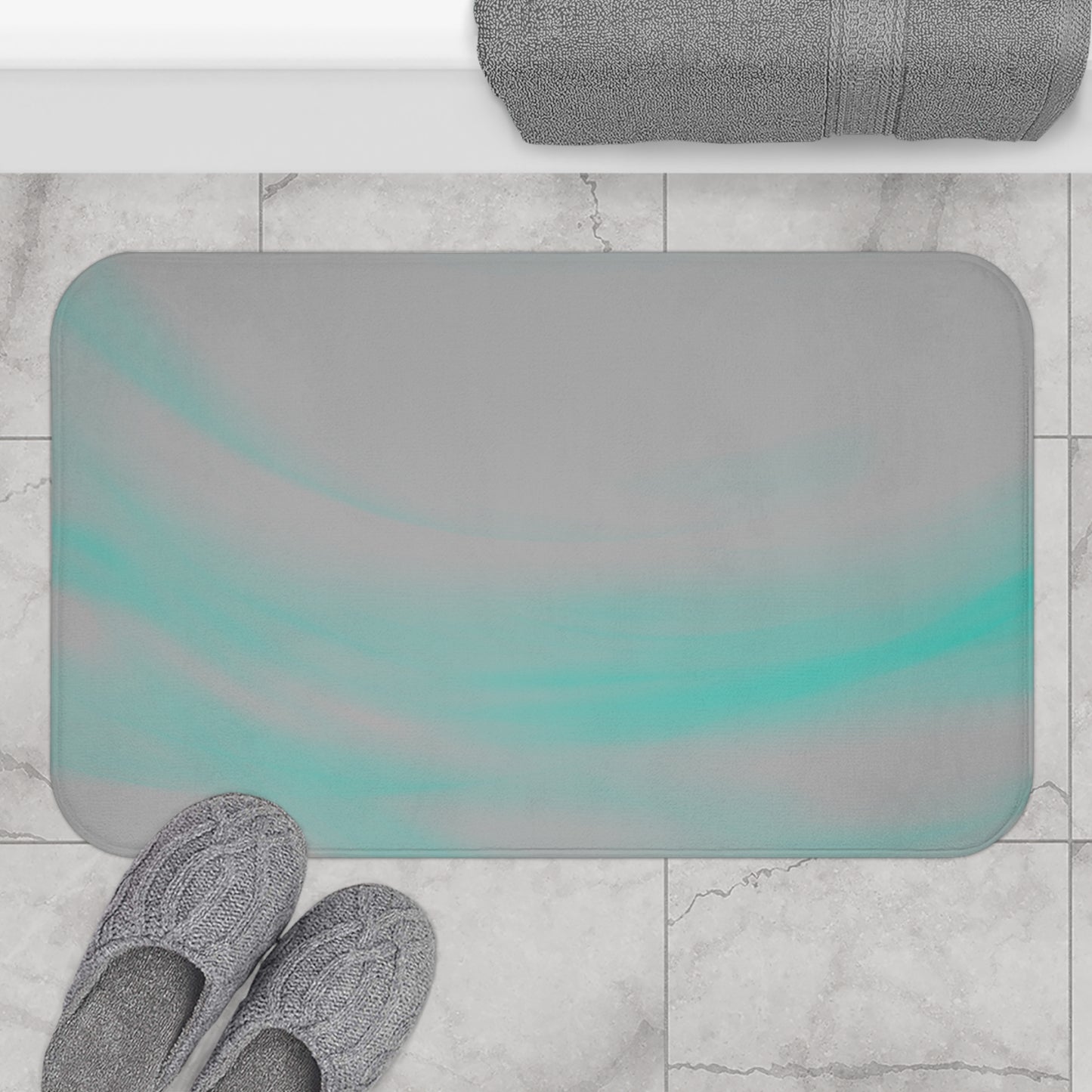 Serene Aqua Bath Mat, Soft Bathroom Rug, Turquoise Decorative Mat, Spa Vibe Home Decor, Bathroom Accessories, Gift for Housewarming