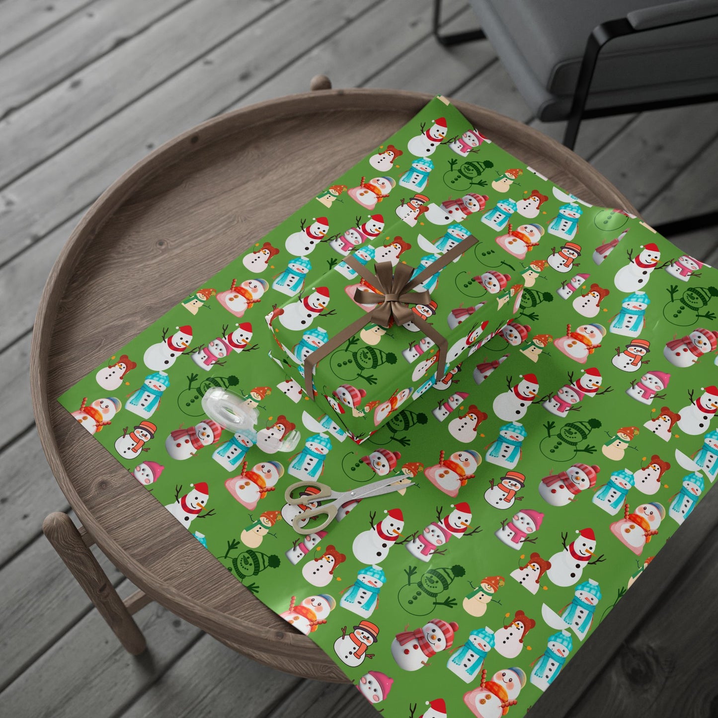 Festive Wrapping Paper for Holidays, Gift Wrap for Christmas, Snowman and Winter Animal Design, Merry Seasonal Packaging