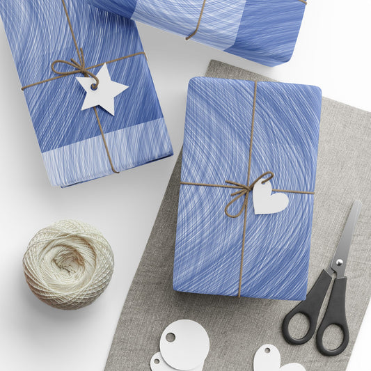 Elegant Blue Wave Wrapping Paper, Gift Wrap, Birthday, Wedding, Holiday, Unique Present Decoration, Eco-Friendly Wrapping