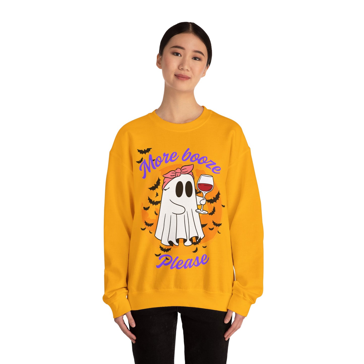 Ghostly Booze Crewneck Sweatshirt | Fun Halloween Apparel, Cozy Unisex Sweater, Fall Fashion, Cute Gift Idea