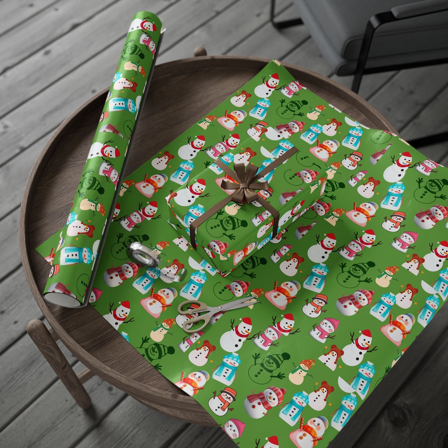 Festive Wrapping Paper for Holidays, Gift Wrap for Christmas, Snowman and Winter Animal Design, Merry Seasonal Packaging