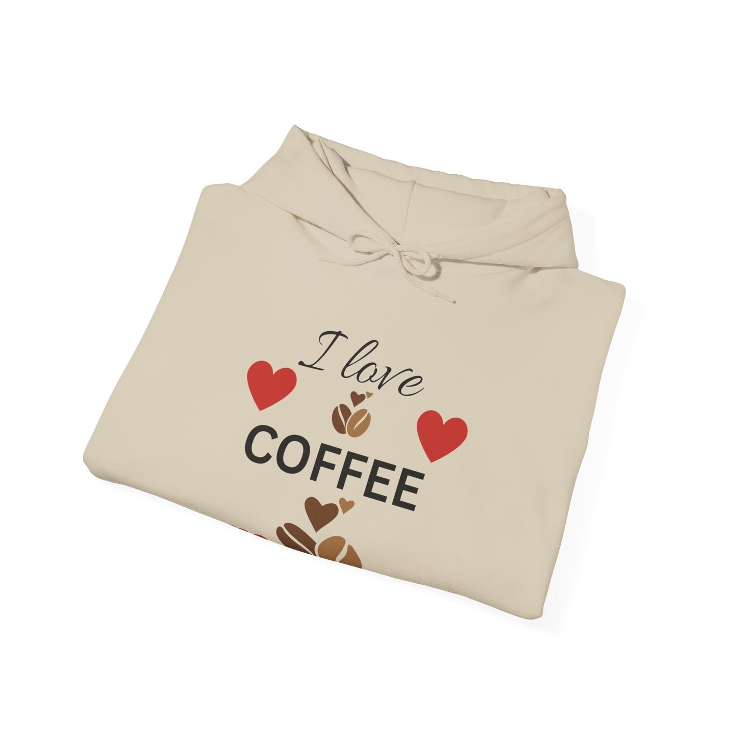 I Love Coffee Hooded Sweatshirt, Cozy Coffee Lover Hoodie, Gift for Coffee Enthusiast, Perfect for Cafes, Unique Drinkware Apparel