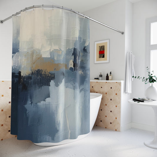 Elegant Abstract Shower Curtain, Modern Bathroom Decor, Soft Blue Design, Home Spa Upgrade, Gift for New Home