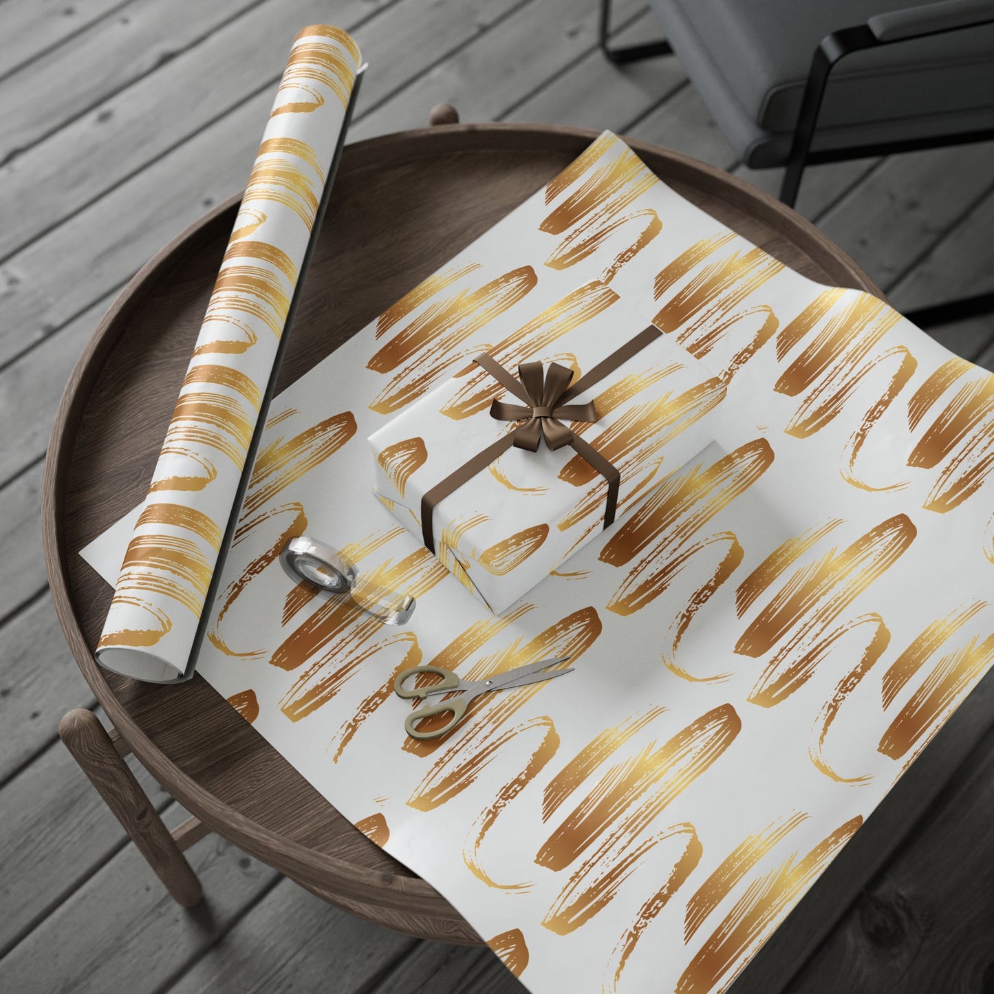 Elegant Gold Brushstroke Wrapping Papers - Gift Wrap, Party Decoration, Holiday Present, Wedding Decor, Birthday Gift Wrap
