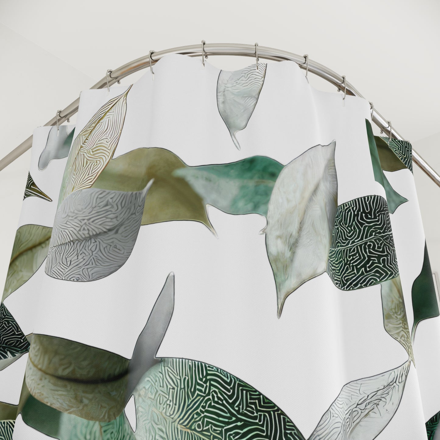 Botanical Shower Curtains, Leaf Pattern Bath Decor, Greenery Bathroom Accessory, Nature-Themed Home Decoration, Eco-Friendly Gift Ideas