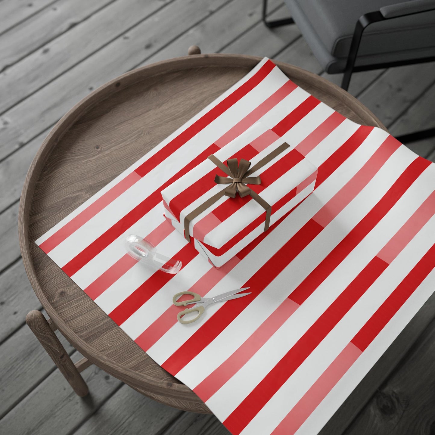 Festive Wrapping Paper, Gift Wrap for Holidays, Christmas, Birthdays, Special Occasions, Red and White Stripes