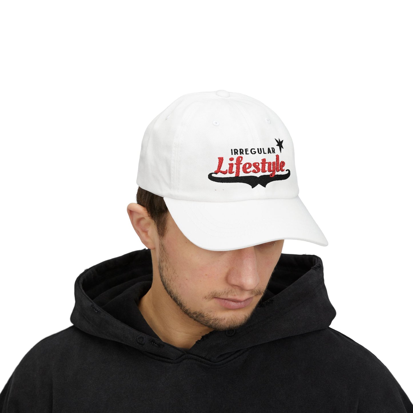 Irregular Lifestyle Classic Dad Cap - Casual White Dad Hat with Trendy Design