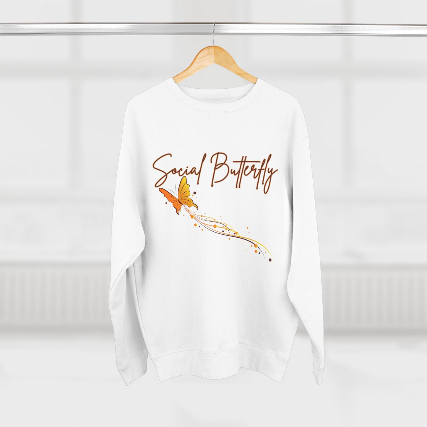 Social Butterfly Crewneck Sweatshirt | Cozy Fall Fashion, Gift for Friends, Casual Wear, Butterfly Design, Unisex Style