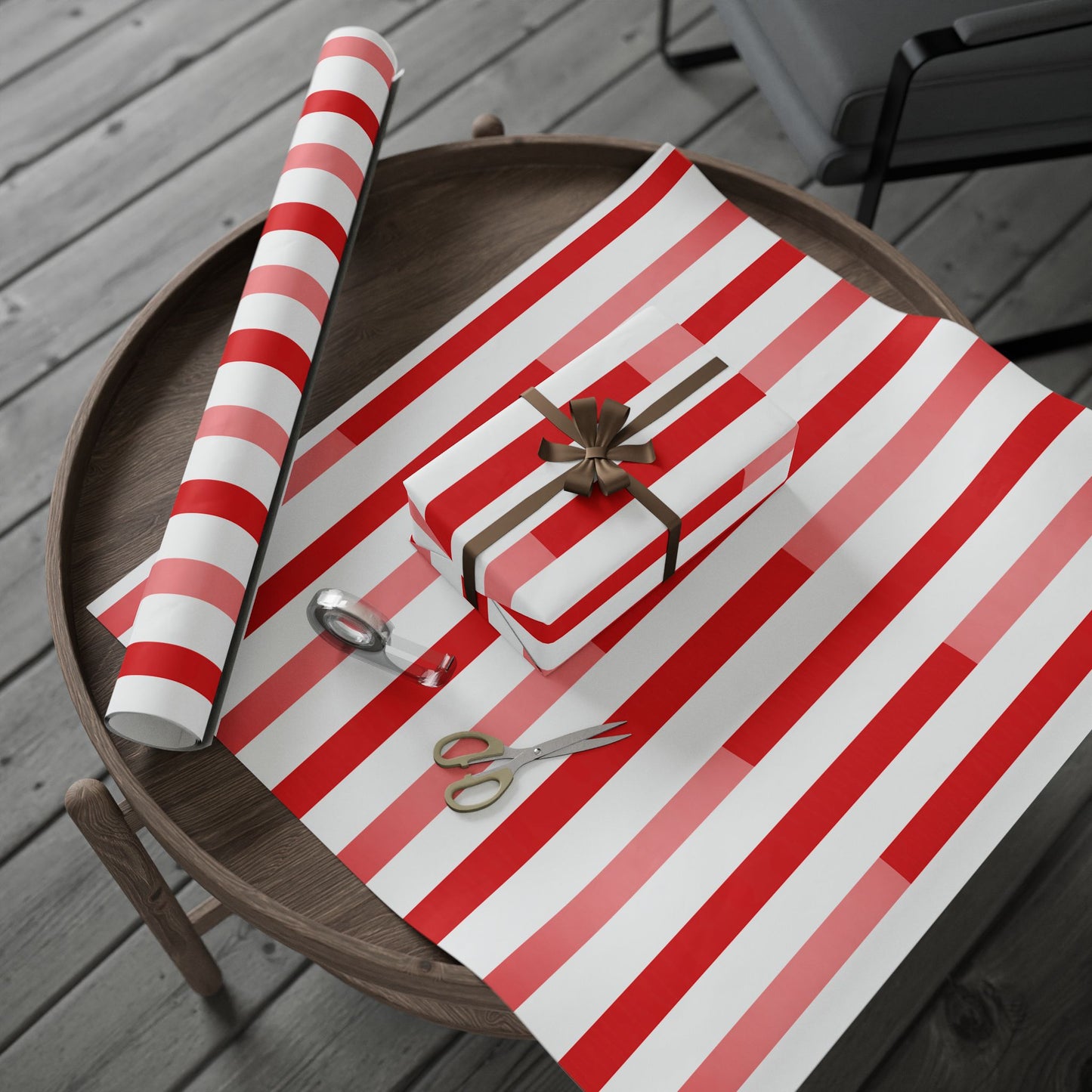 Festive Wrapping Paper, Gift Wrap for Holidays, Christmas, Birthdays, Special Occasions, Red and White Stripes