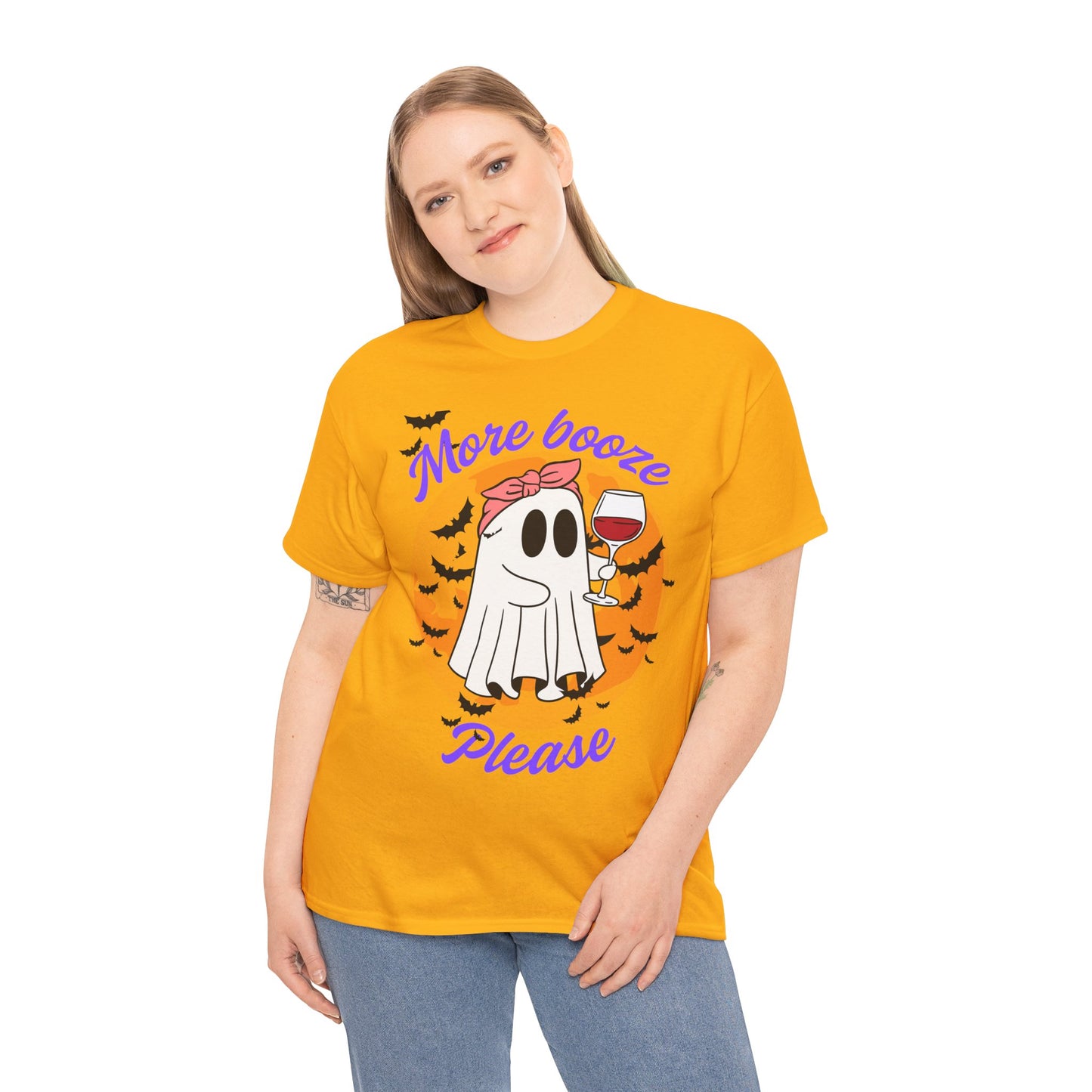 Spooky Ghost Party Tee - More Booze Please, Halloween Shirt, Unisex Graphic Tee, Fun Halloween Apparel, Ghost Lover Gift