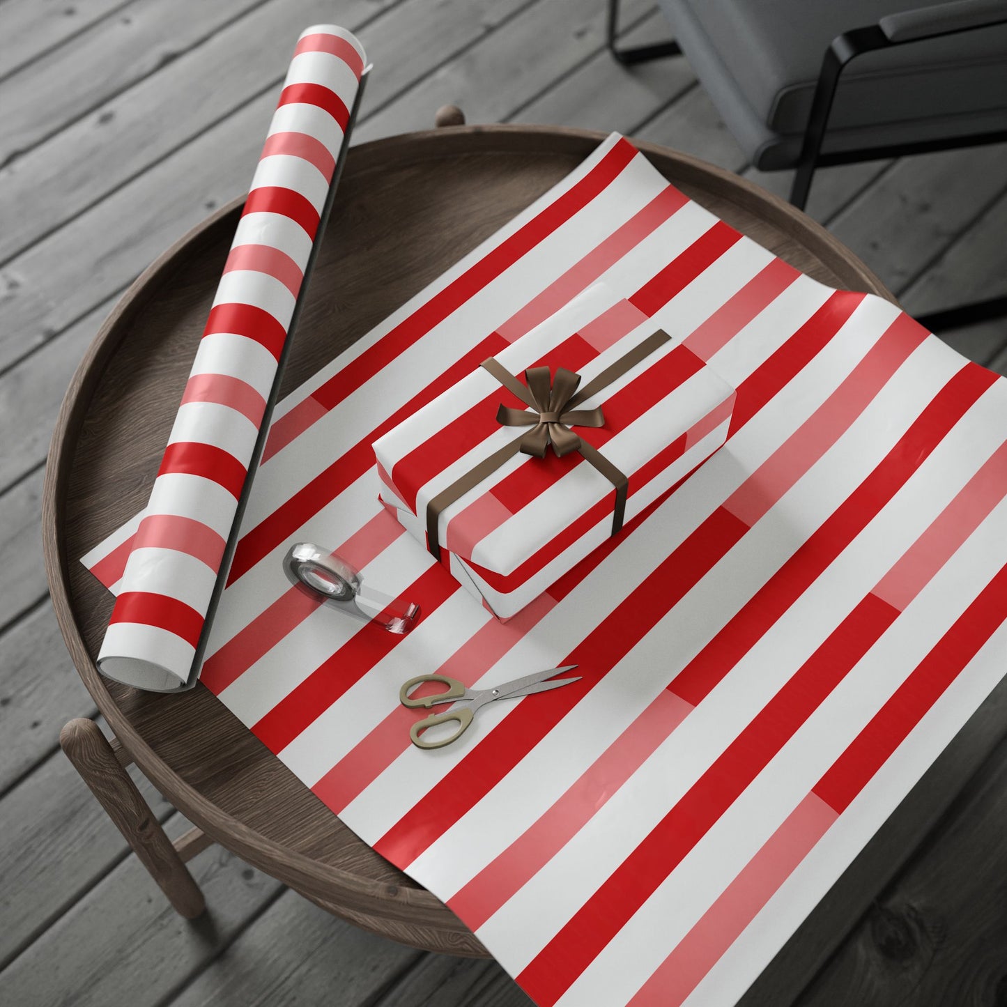Festive Wrapping Paper, Gift Wrap for Holidays, Christmas, Birthdays, Special Occasions, Red and White Stripes