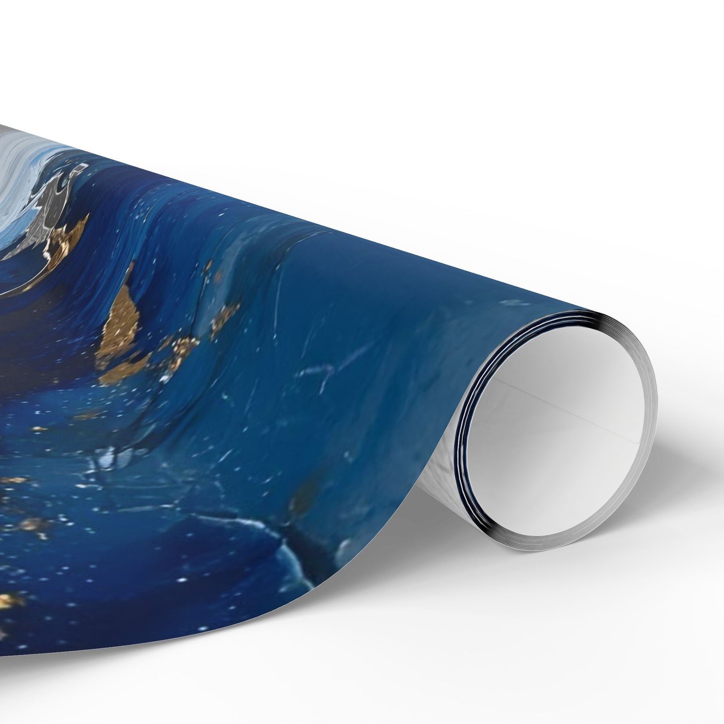 Elegant Abstract Wrapping Paper, Gift Wrap, Party Decor, Blue and Gold Design, Holiday Gift Giving, Eco-Friendly Wrapping