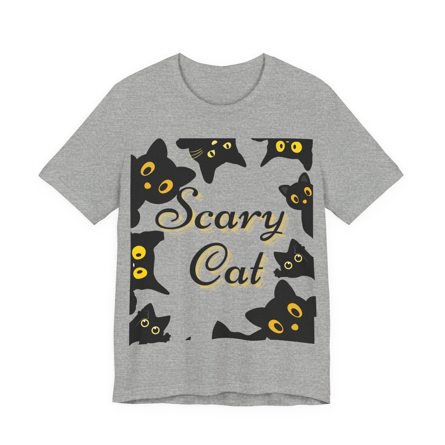 Scary Cat Halloween Tee, Unisex Short Sleeve Shirt, Cute Cat Graphic Tee, Spooky Animal Shirt, Perfect for Halloween Parties