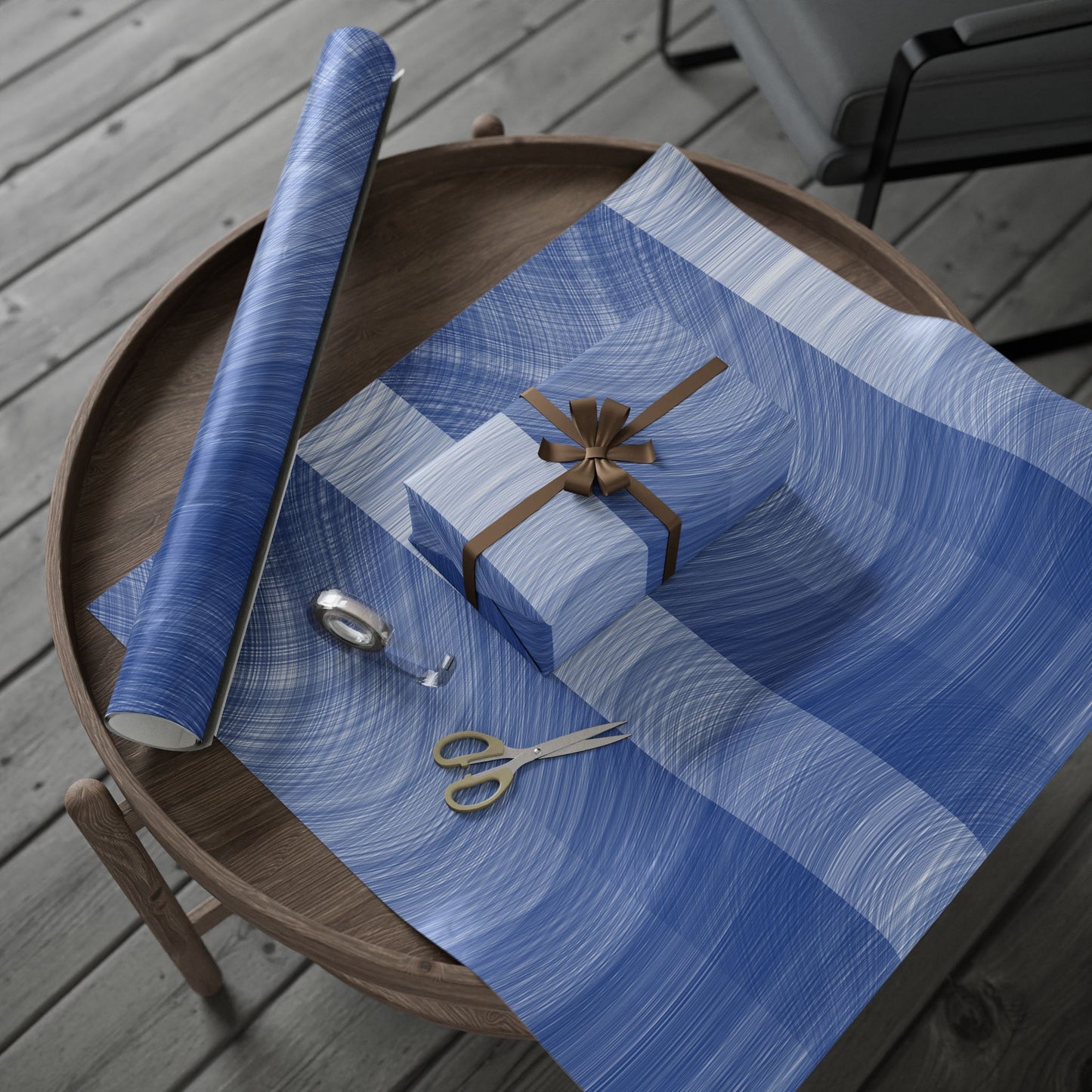 Elegant Blue Wave Wrapping Paper, Gift Wrap, Birthday, Wedding, Holiday, Unique Present Decoration, Eco-Friendly Wrapping