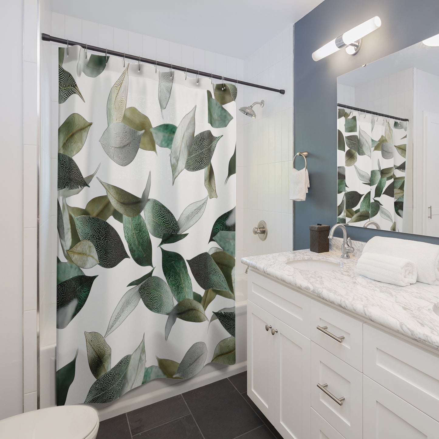 Botanical Shower Curtains, Leaf Pattern Bath Decor, Greenery Bathroom Accessory, Nature-Themed Home Decoration, Eco-Friendly Gift Ideas