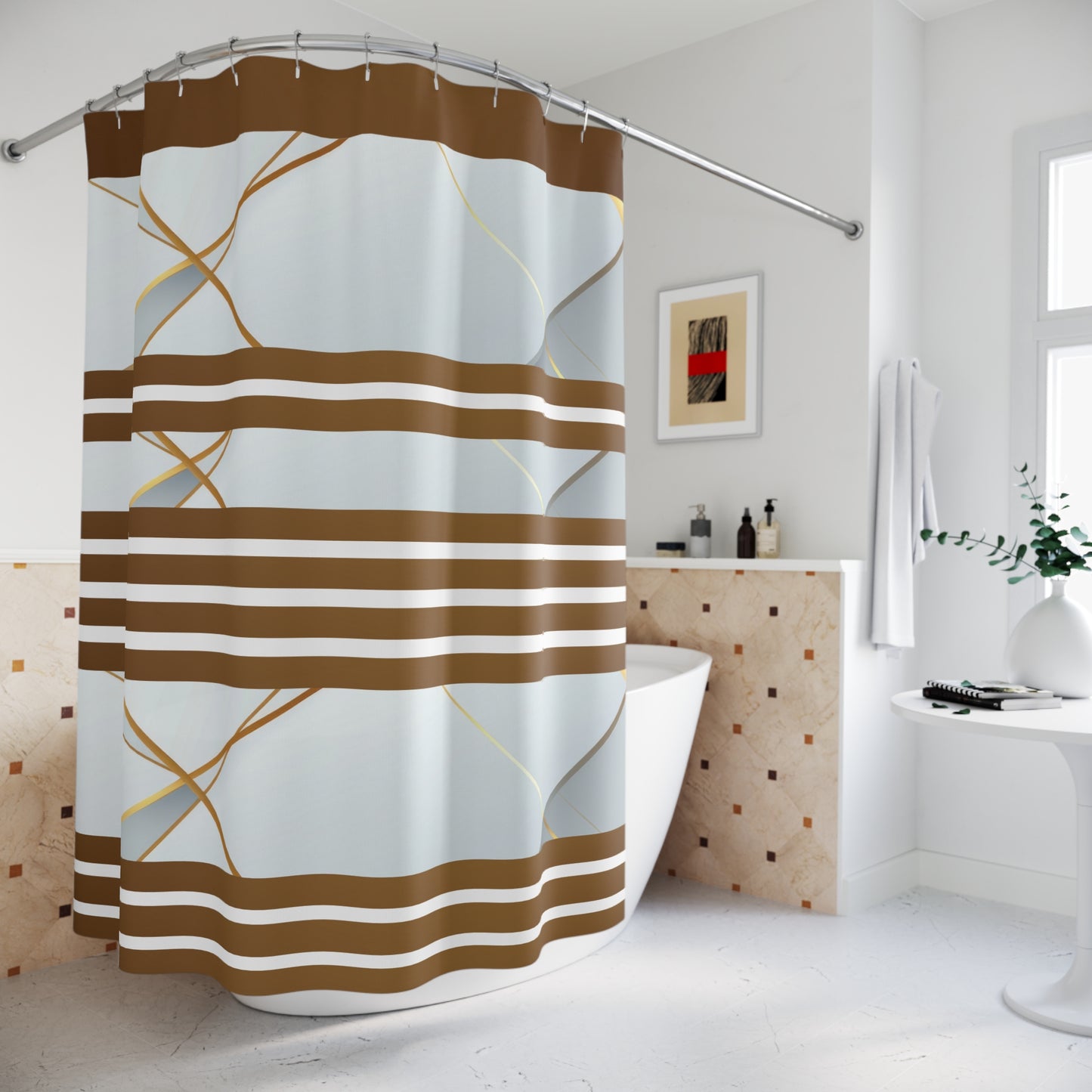 Modern Geometric Shower Curtain for Stylish Bathrooms, Elegant Home Decor, Chic Bathroom Accessories, Gift for Housewarming, Unique [...]