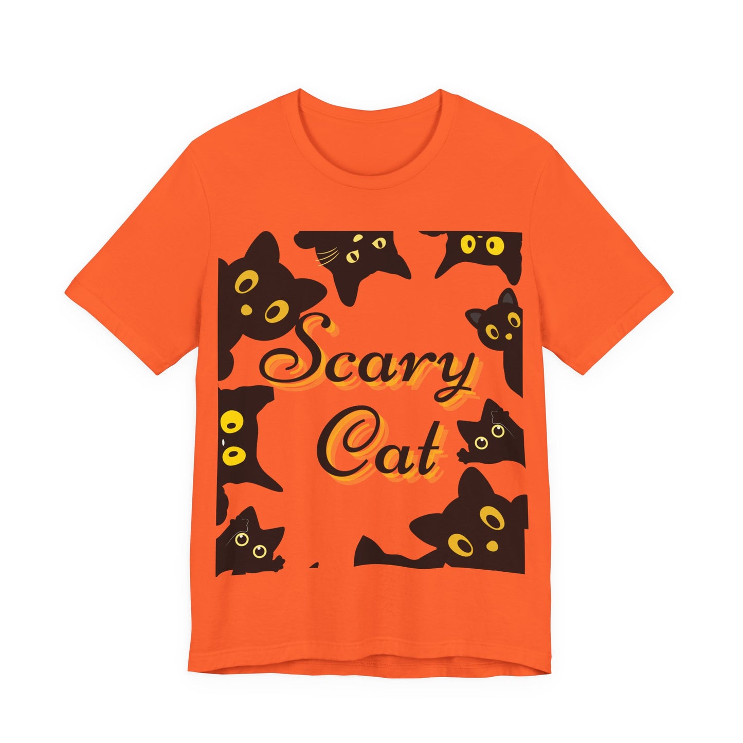 Scary Cat Halloween Tee, Unisex Short Sleeve Shirt, Cute Cat Graphic Tee, Spooky Animal Shirt, Perfect for Halloween Parties