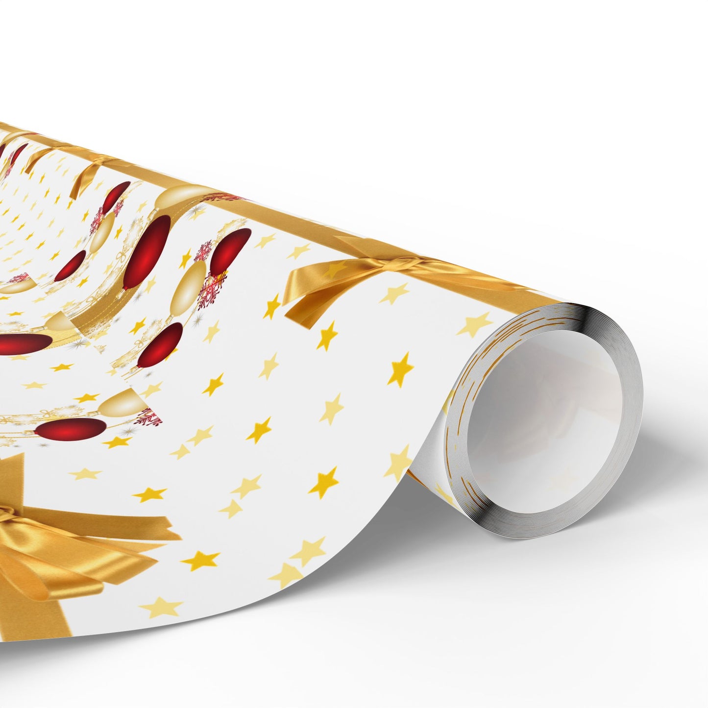 Festive Wrapping Paper Roll, Gold and Red Xmas Gift Wrap, Holiday Decor, Christmas Present Wrapping, Party Supplies, Elegant Gift Wrap