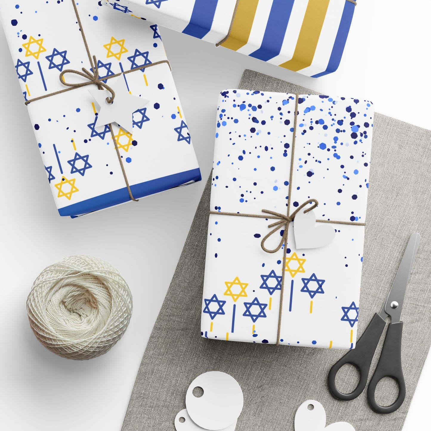 Elegant Floral Wrapping Paper, Gift Wrap for Weddings, Birthdays, Holidays, Blue and Gold Designs, Ideal for Special Occasions