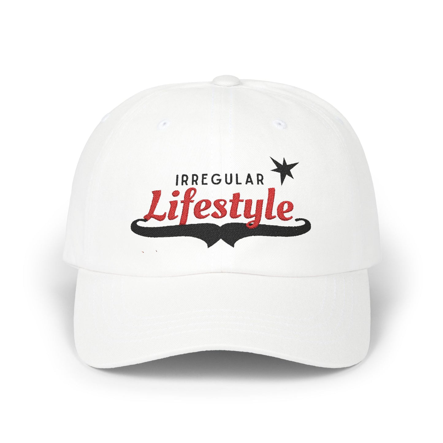 Irregular Lifestyle Classic Dad Cap - Casual White Dad Hat with Trendy Design