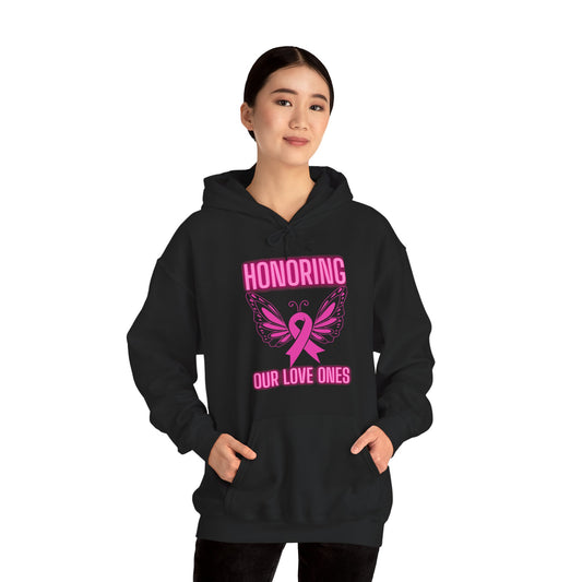 Pink Ribbon Memorial Hooded Sweatshirt, Breast Cancer Awareness, Unisex Cozy Sweatshirt, Support Loved Ones, Honor Our Love Ones