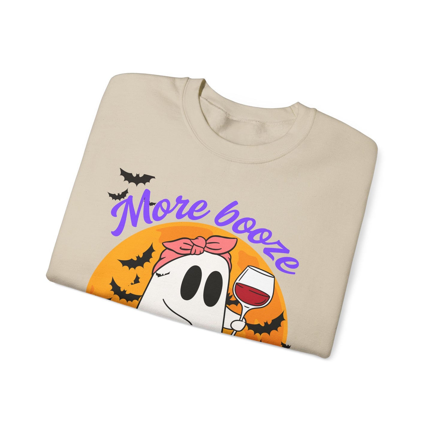 Ghostly Booze Crewneck Sweatshirt | Fun Halloween Apparel, Cozy Unisex Sweater, Fall Fashion, Cute Gift Idea