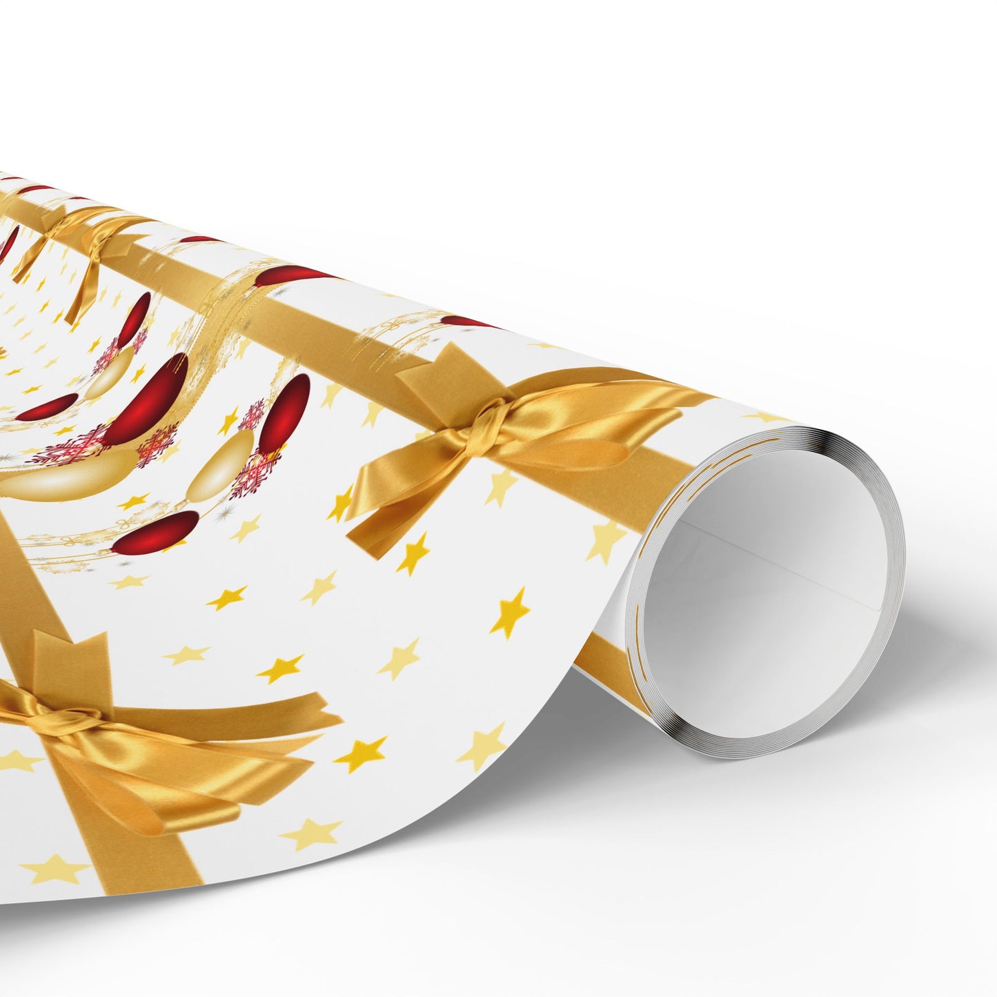 Festive Wrapping Paper Roll, Gold and Red Xmas Gift Wrap, Holiday Decor, Christmas Present Wrapping, Party Supplies, Elegant Gift Wrap