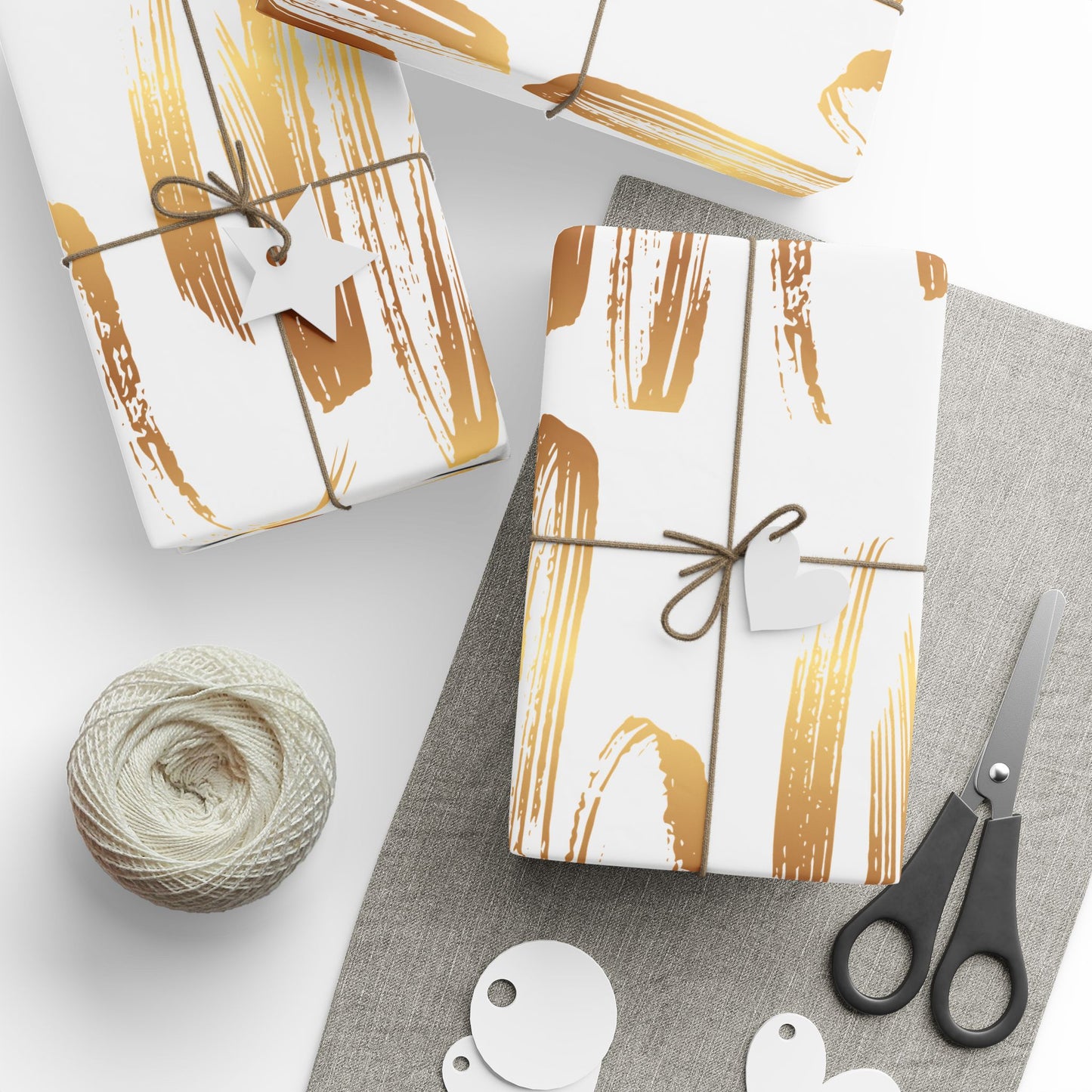 Elegant Gold Brushstroke Wrapping Papers - Gift Wrap, Party Decoration, Holiday Present, Wedding Decor, Birthday Gift Wrap