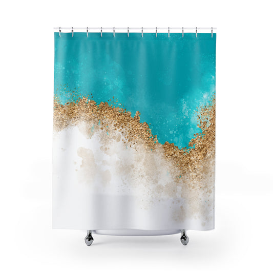 Coastal Vibes Shower Curtain | Beach Decor, Bathroom Accessory, Nautical Theme, Ocean Inspired, Summer Home Decor